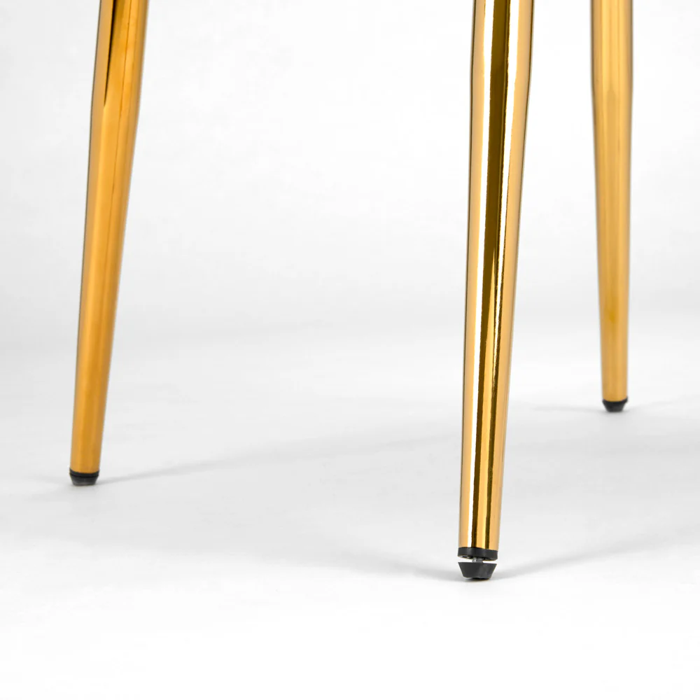 Fortina Dining Chair White Fur Fabric with Gold Legs - Image 7