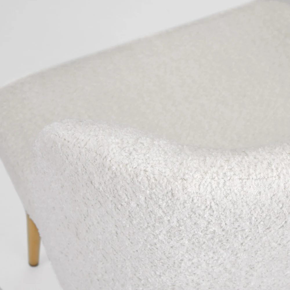 Fortina Dining Chair White Fur Fabric with Gold Legs - Image 9