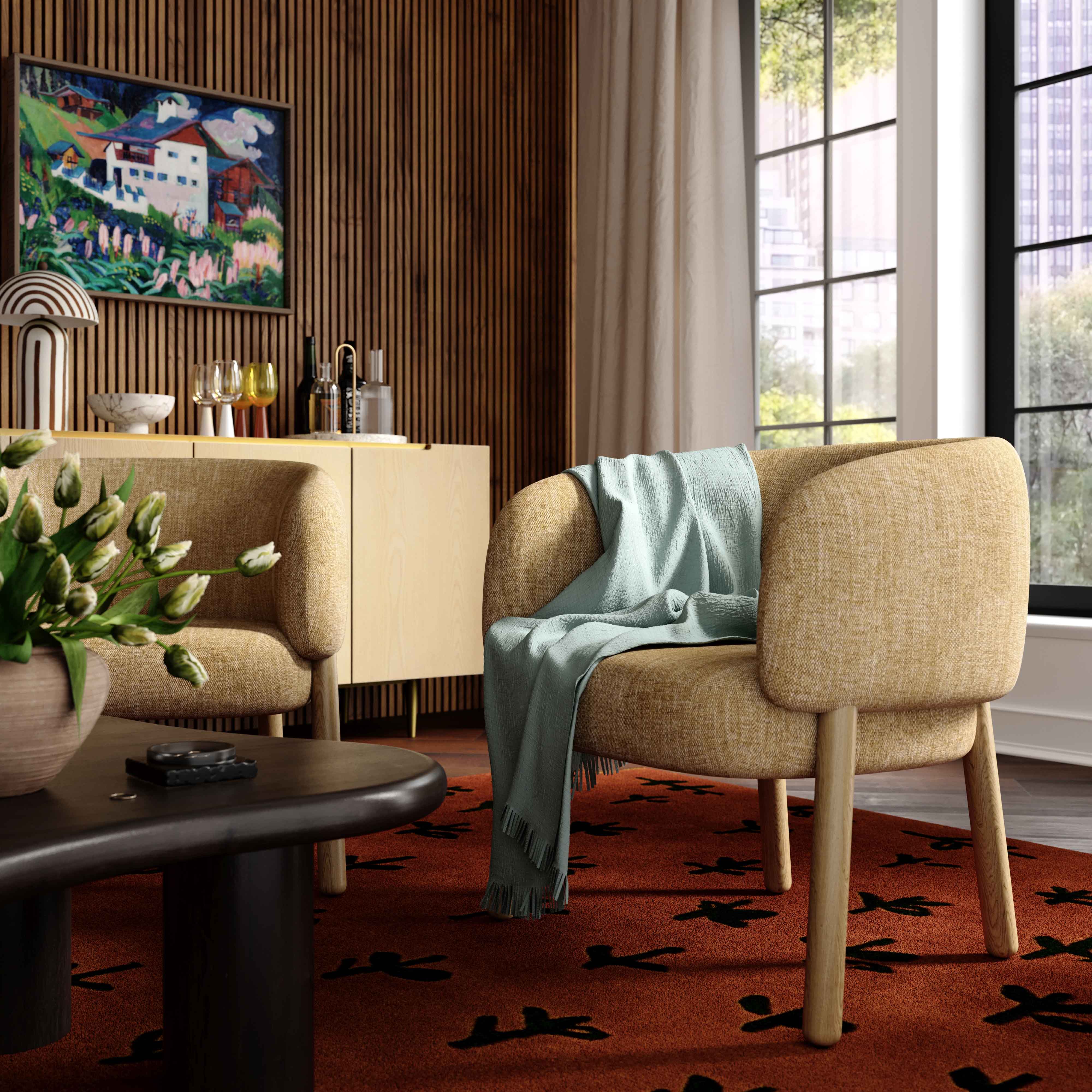Foxy Textured Performance Fabric Accent Chair - Image 2