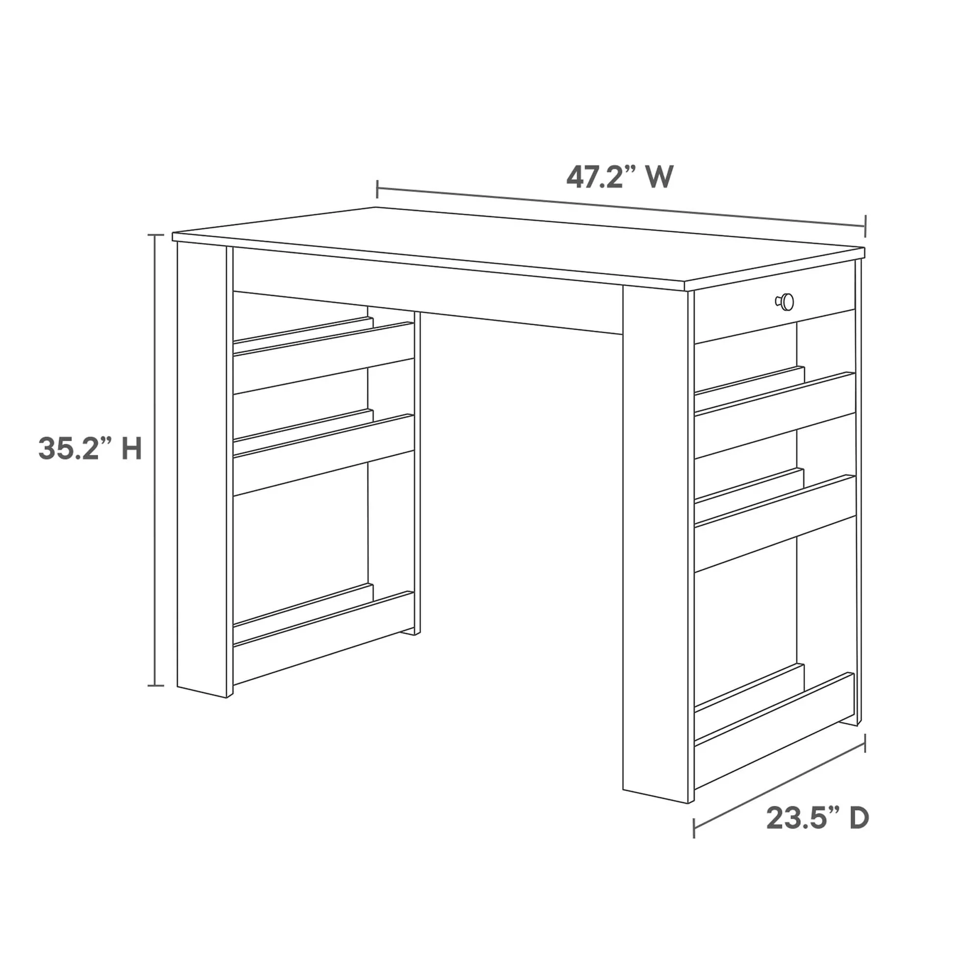 Galley 3-Piece Kitchen Island and Stool Set in Oak Gray - Image 10