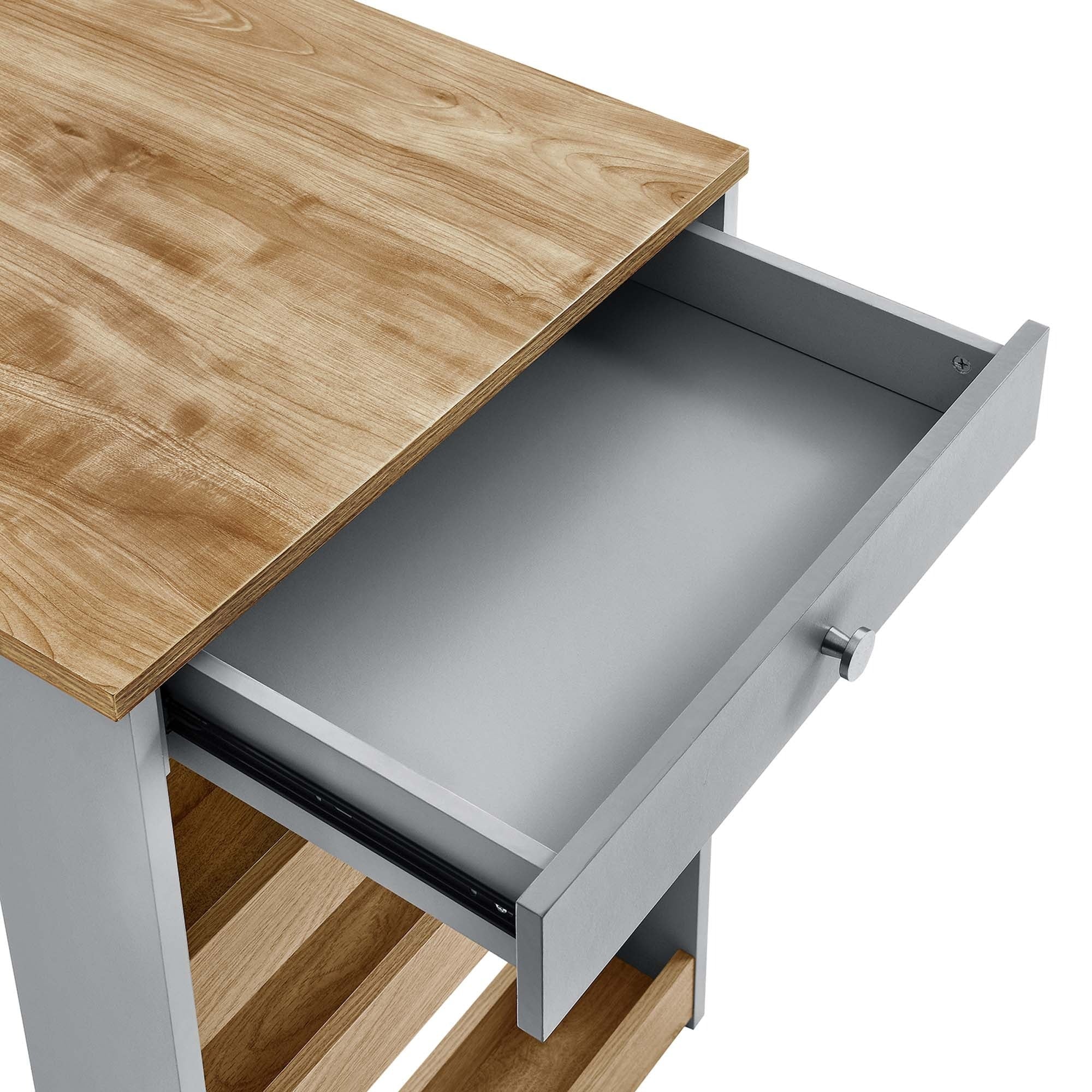 Galley 3-Piece Kitchen Island and Stool Set in Oak Gray - Image 7