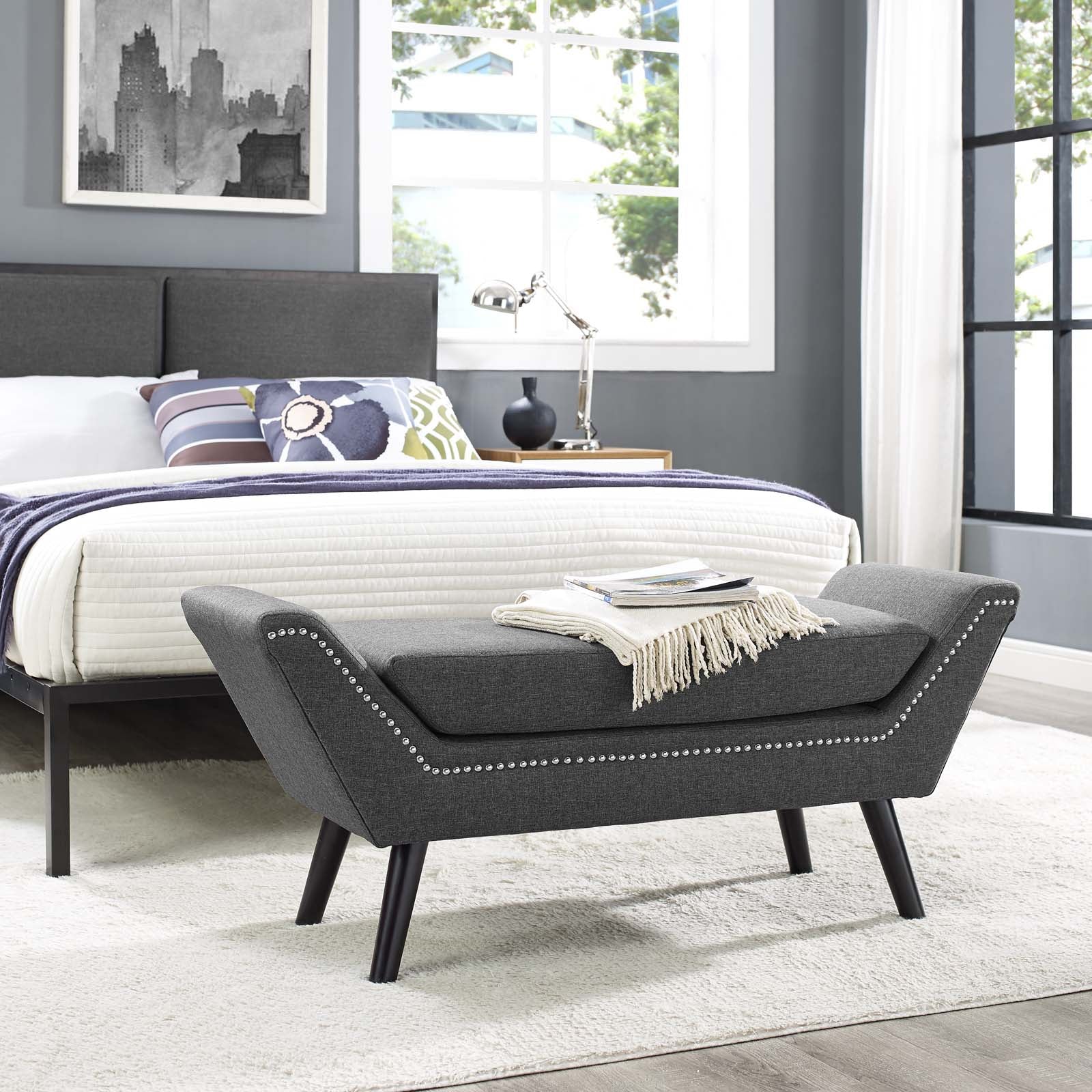 Gambol Upholstered Fabric Bench - Image 2