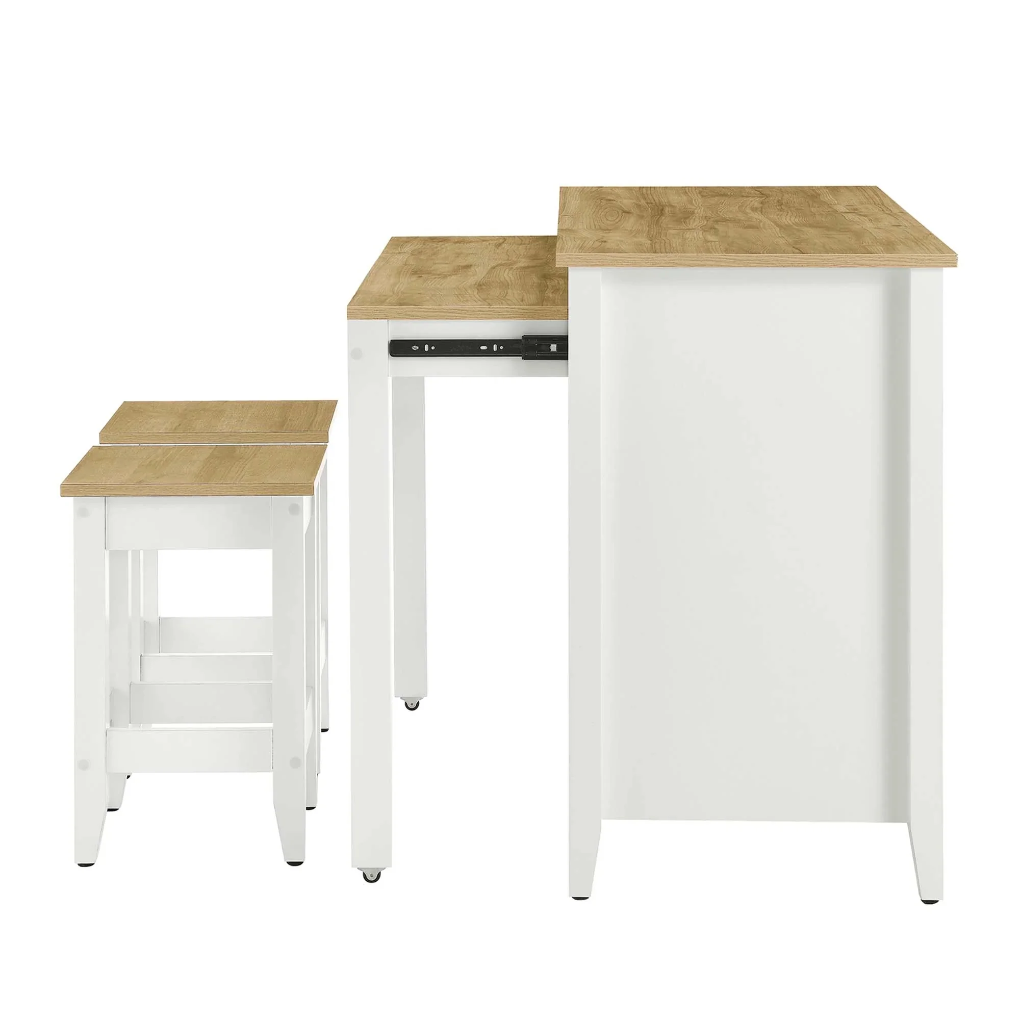 Garland 3-Piece Kitchen Island and Stool Set in Oak White - Image 7