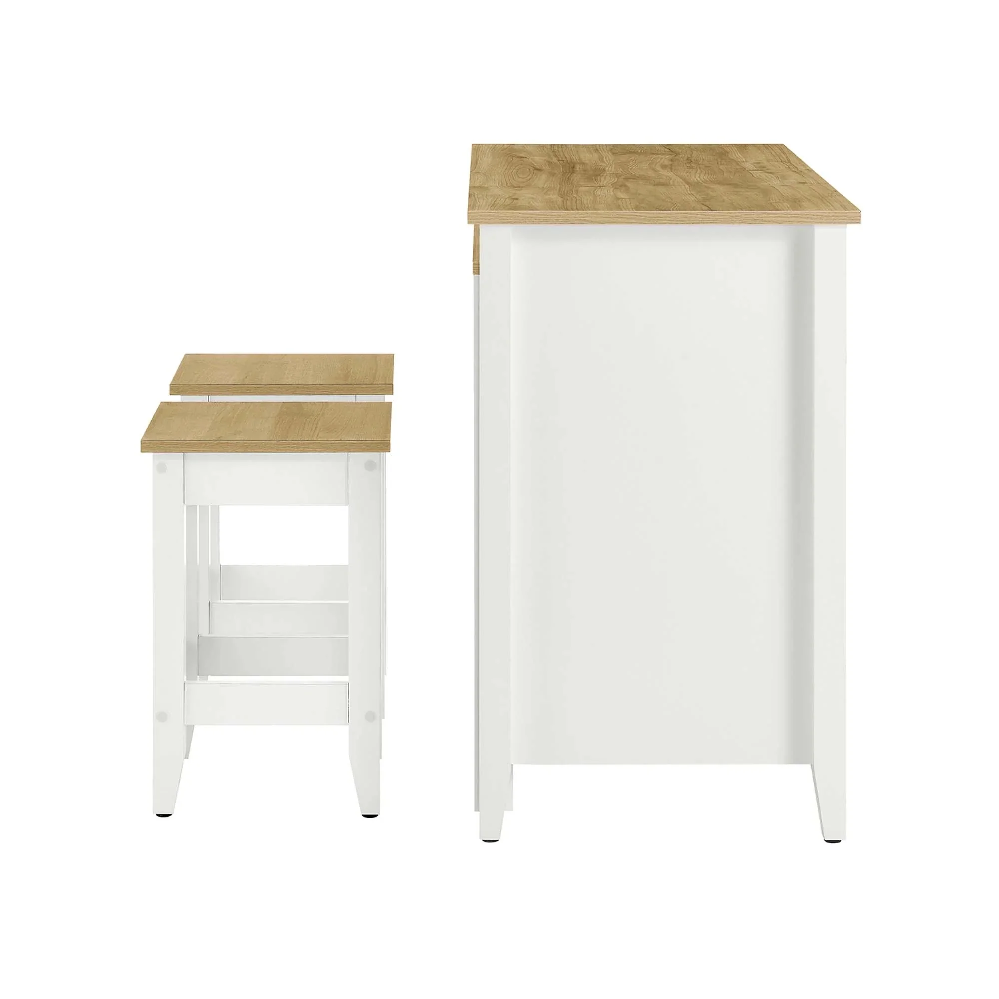 Garland 3-Piece Kitchen Island and Stool Set in Oak White - Image 8
