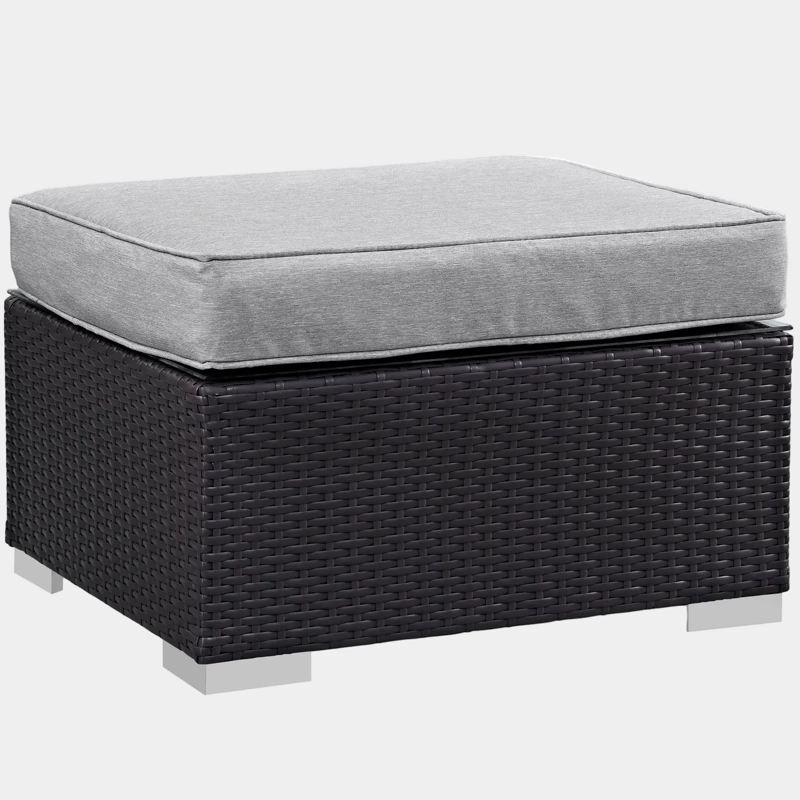 Gather Outdoor Patio Ottoman in Espresso Gray