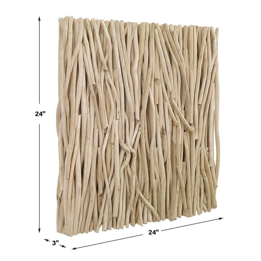 Gathered Teak Square Wood Wall Decor - Image 13