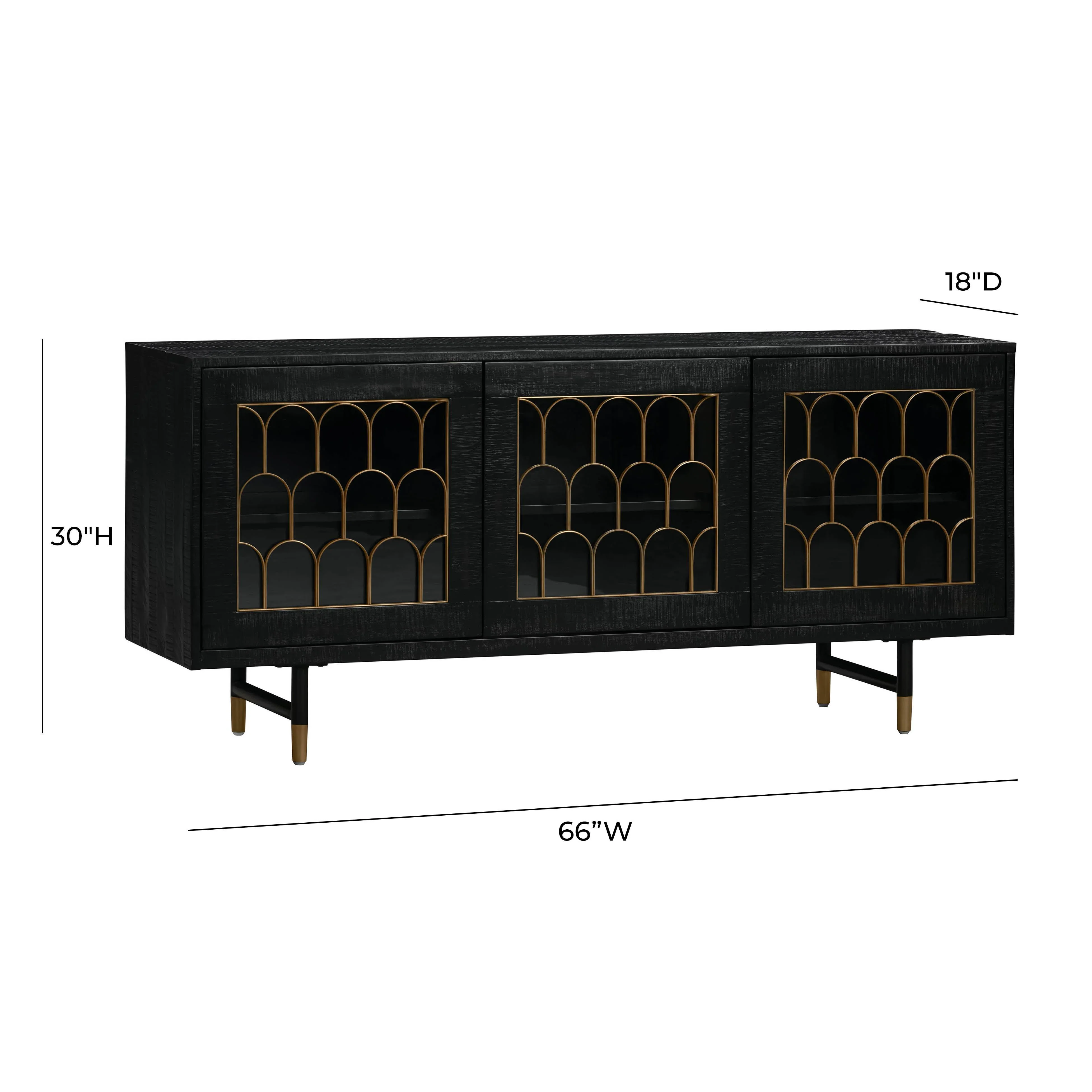 Gatsby 66" Black Acacia Wood Buffet - Image 9