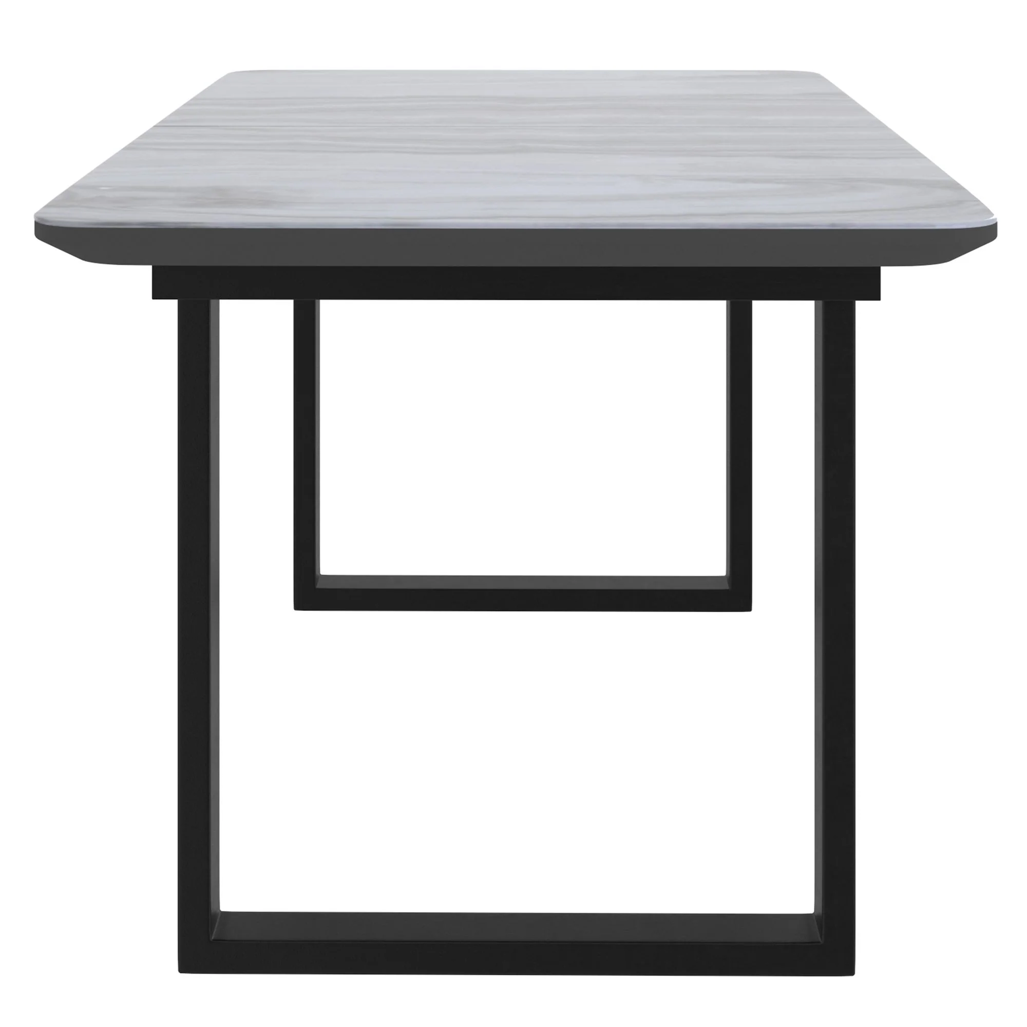 Gavin Dining Table w/Extension in Black and Faux Marble - Image 6