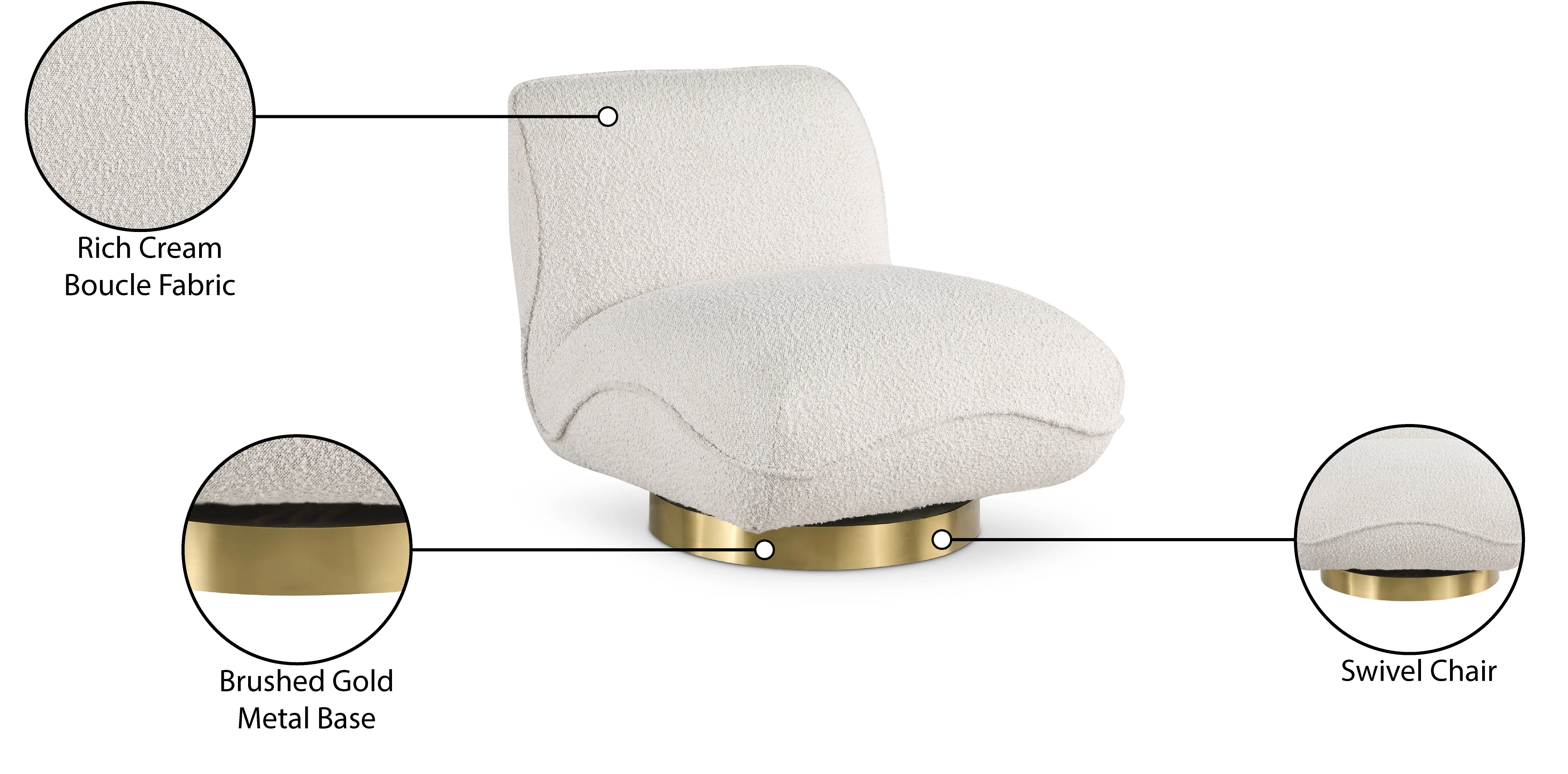Geneva Boucle Fabric Upholstered Swivel Accent Chair - Image 18