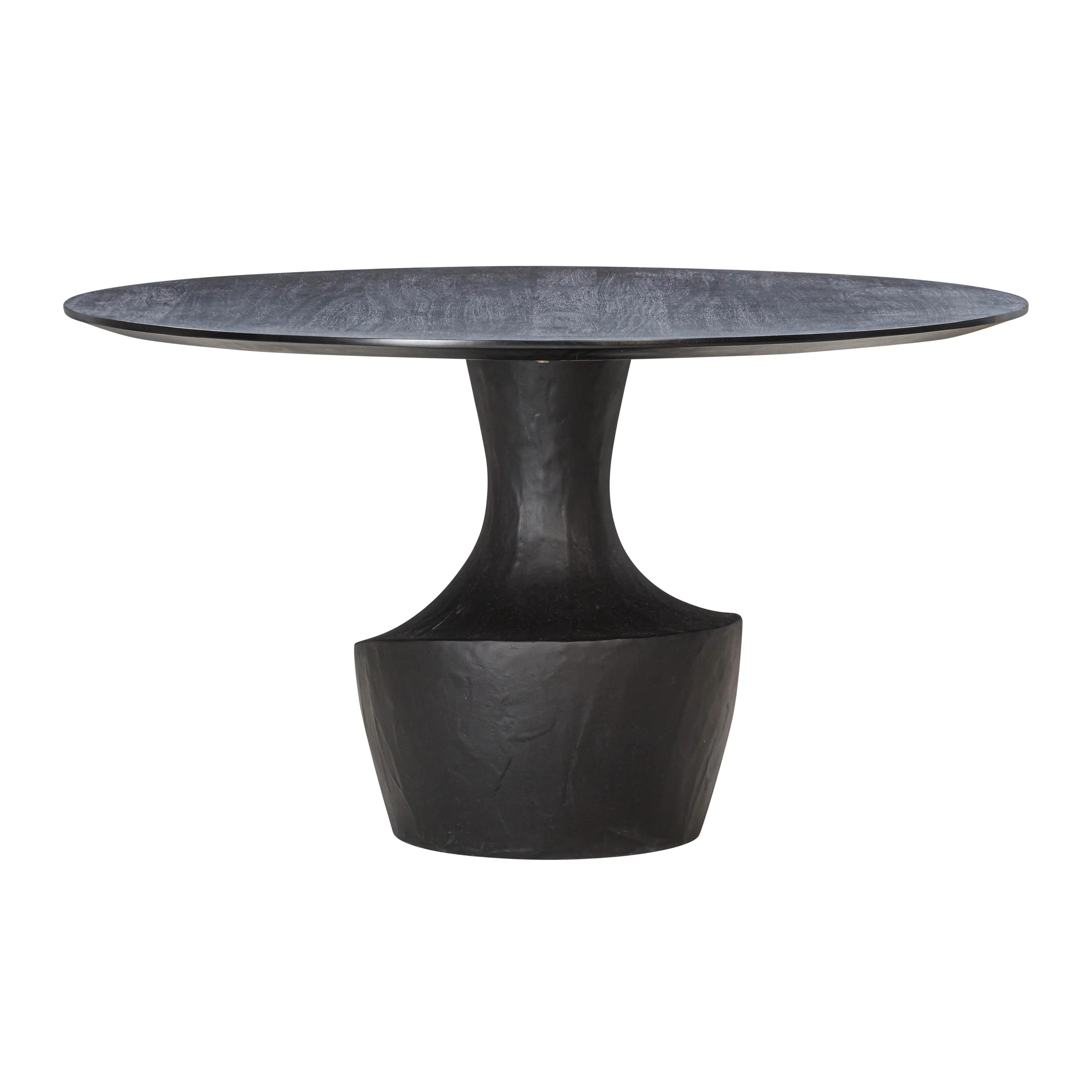 Gevra 54" Black Acacia & Faux Plaster Round Dining Table - Image 3