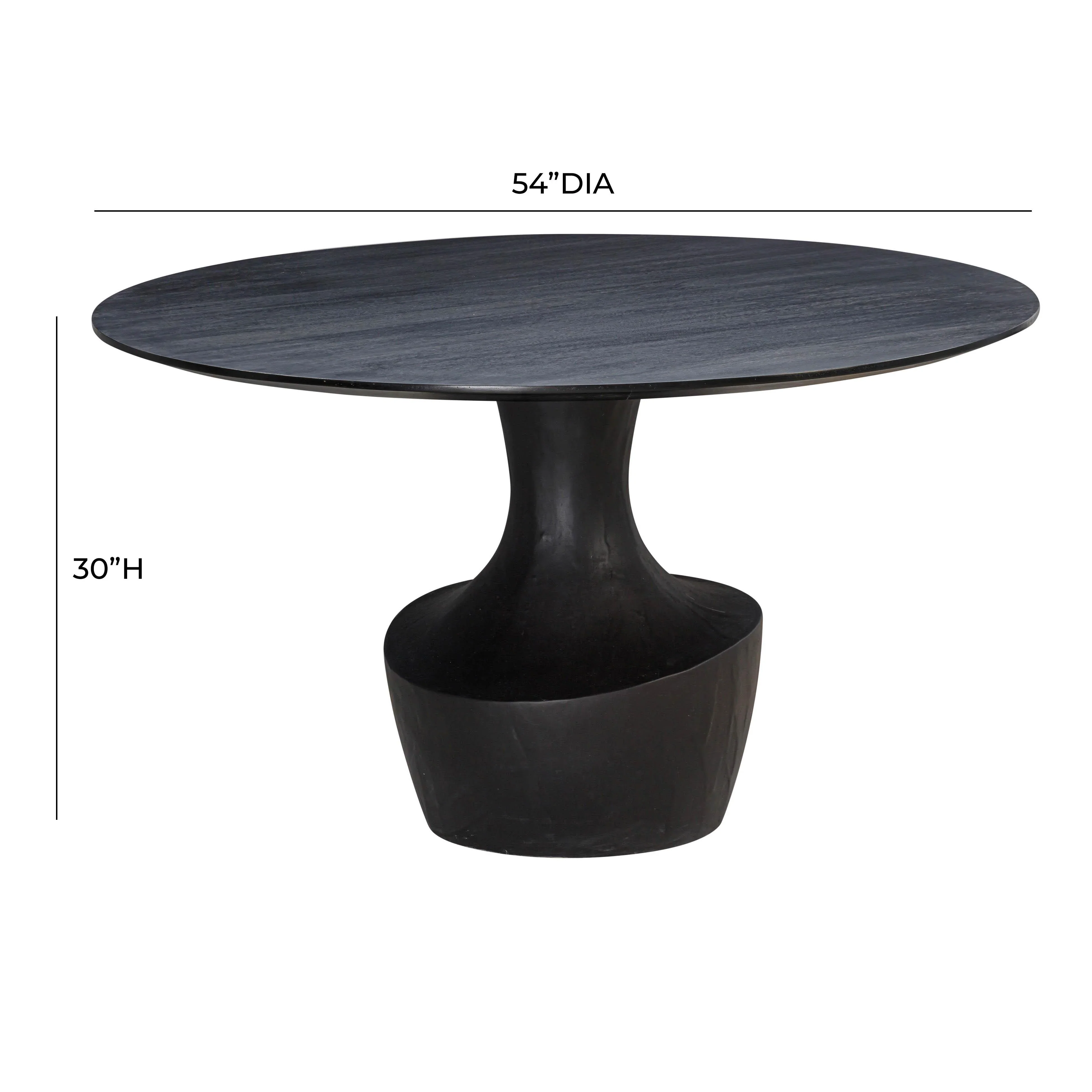 Gevra 54" Black Acacia & Faux Plaster Round Dining Table - Image 7