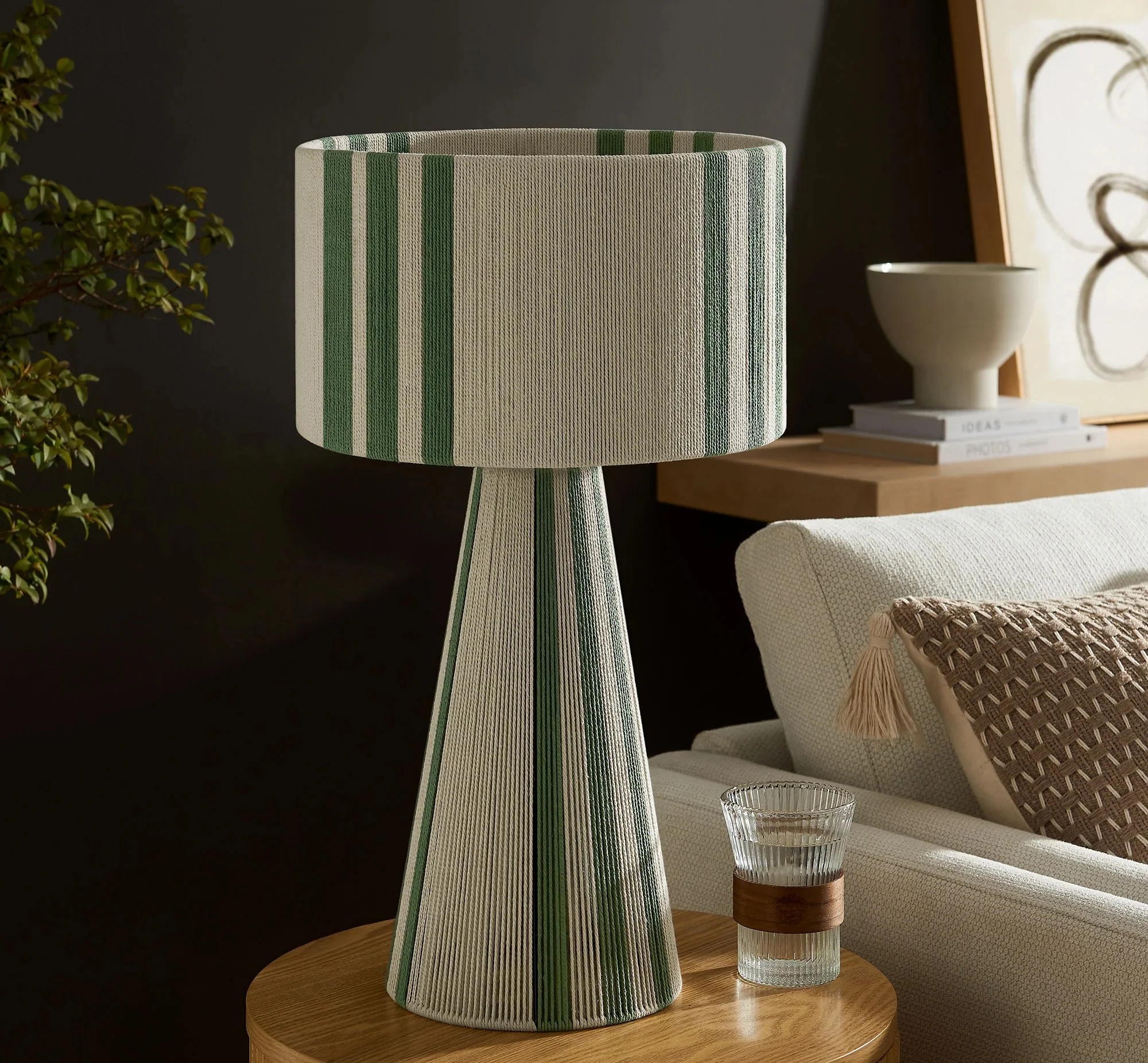 Gia Handwoven Cotton Thread Striped or Plain Table Lamp - Image 14