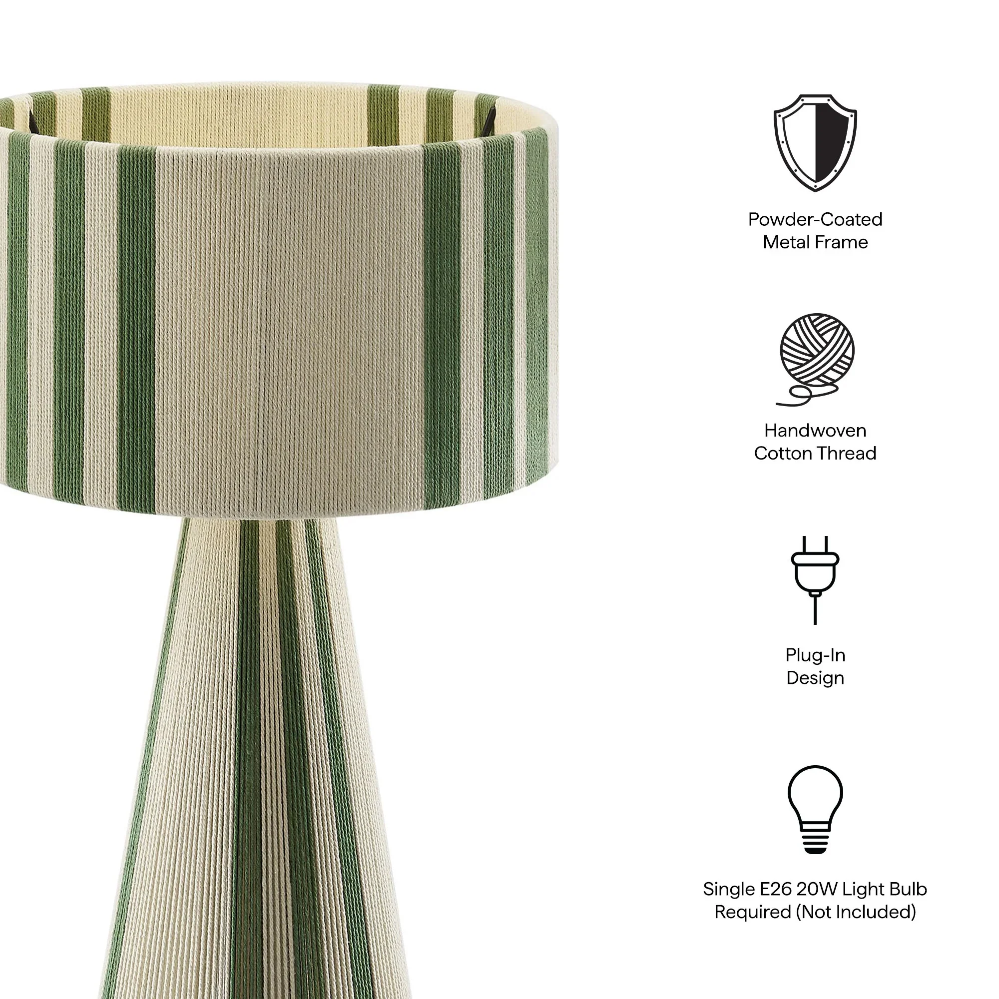 Gia Handwoven Cotton Thread Striped or Plain Table Lamp - Image 19