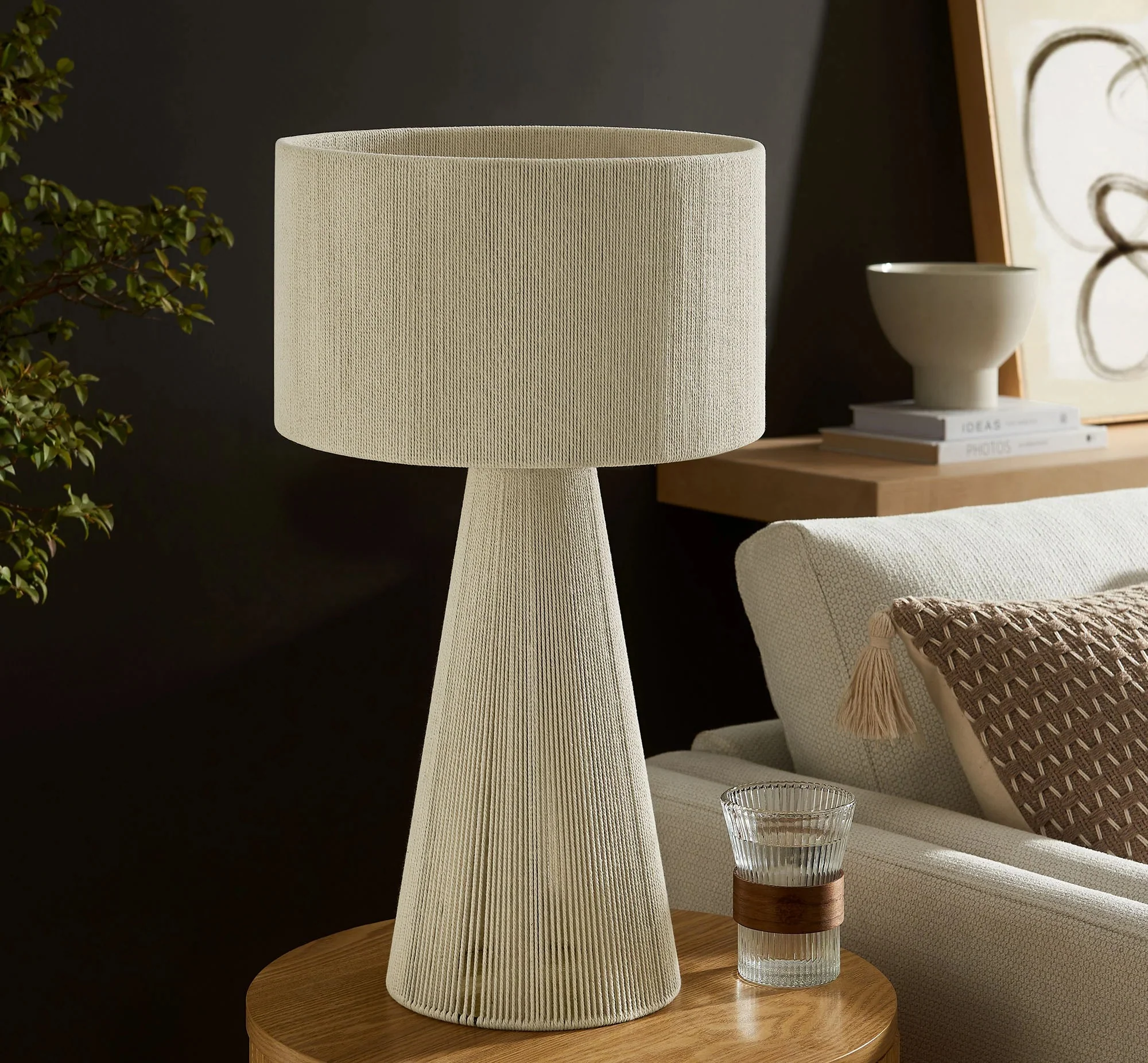 Gia Handwoven Cotton Thread Striped or Plain Table Lamp - Image 24
