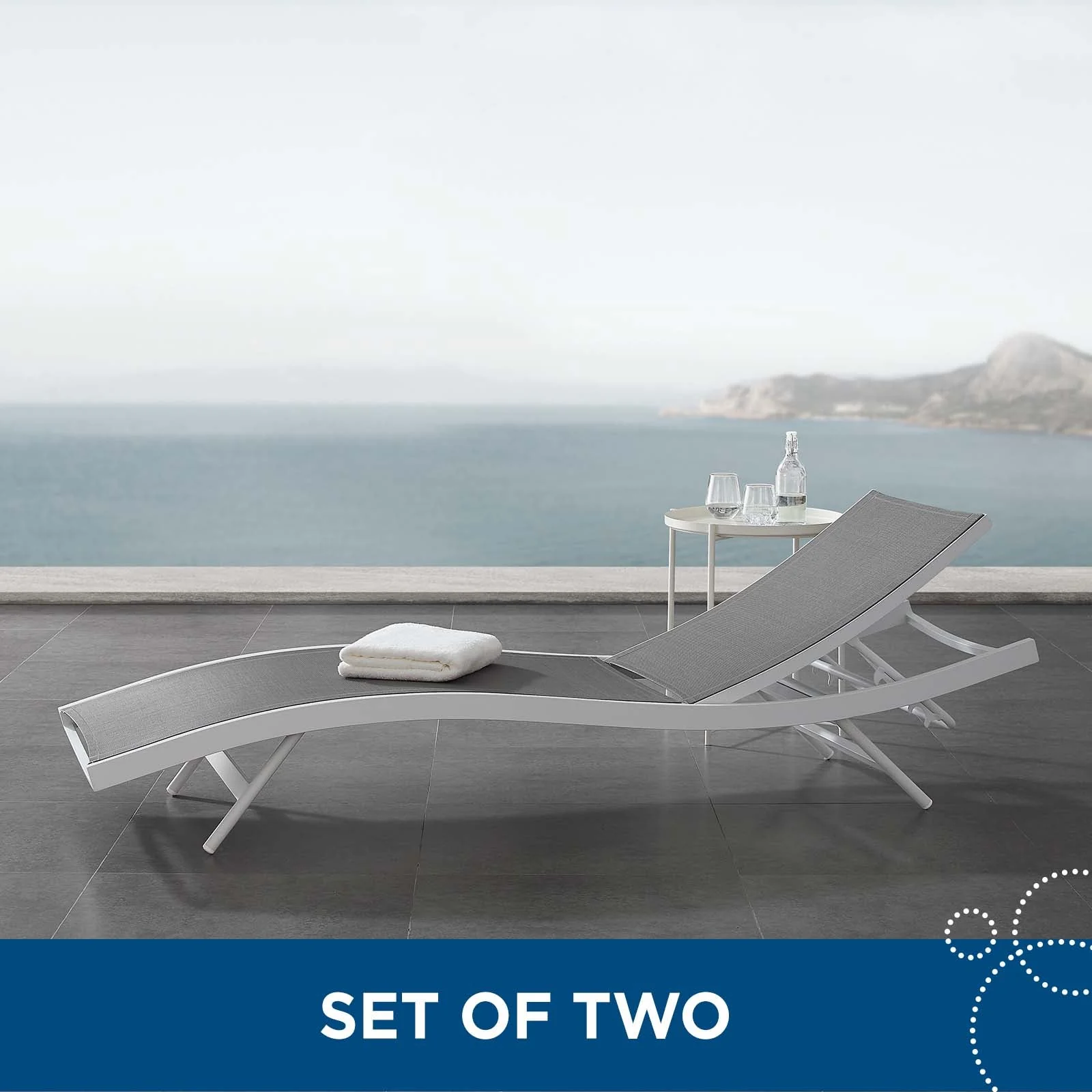 Glimpse Outdoor Patio Mesh Chaise Lounge Set of 2 - Image 2