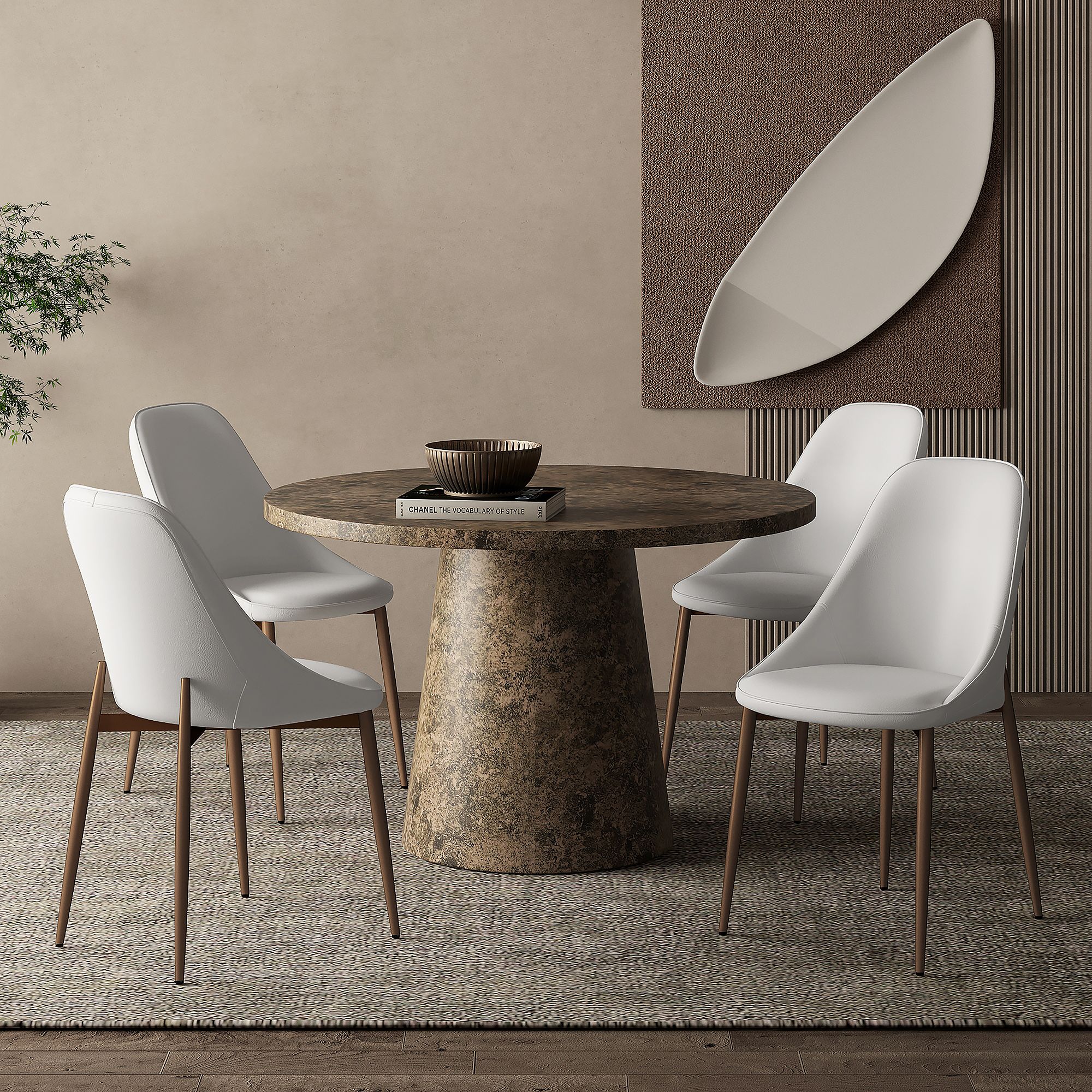 Godiva Round Pedestal Table in Grey Stone - Image 2