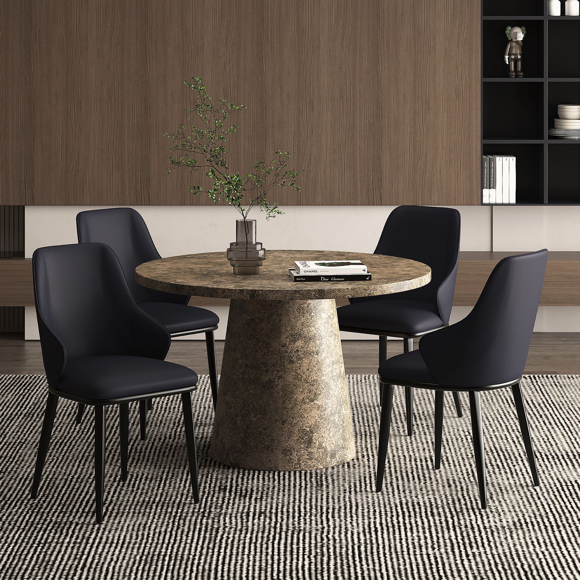 Godiva Round Pedestal Table in Grey Stone - Image 3