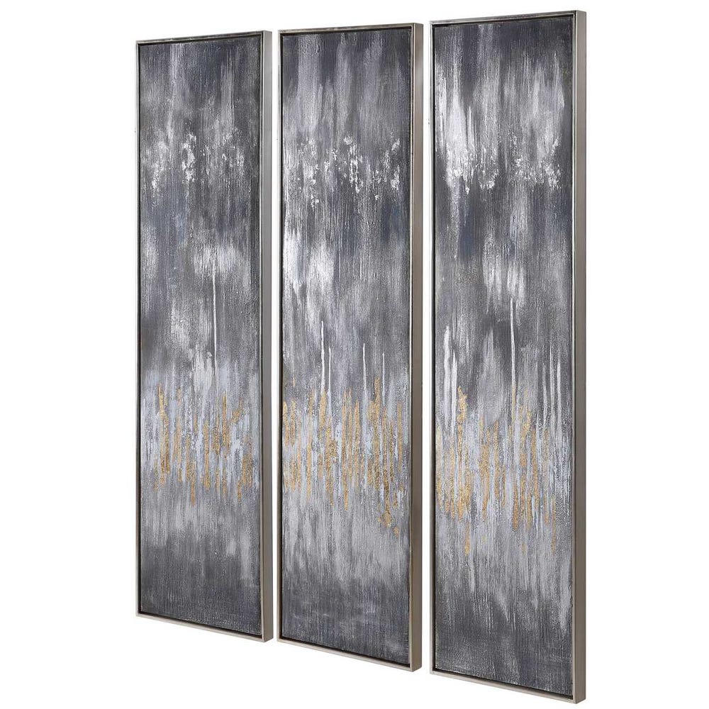 Gray Showers Hand Painted Canvases, S/3 - Image 5