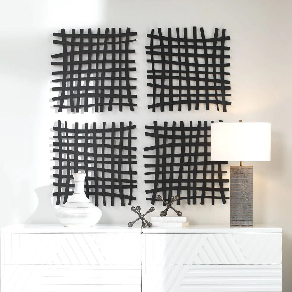 Gridlines Metal Wall Decor, Black - Image 2