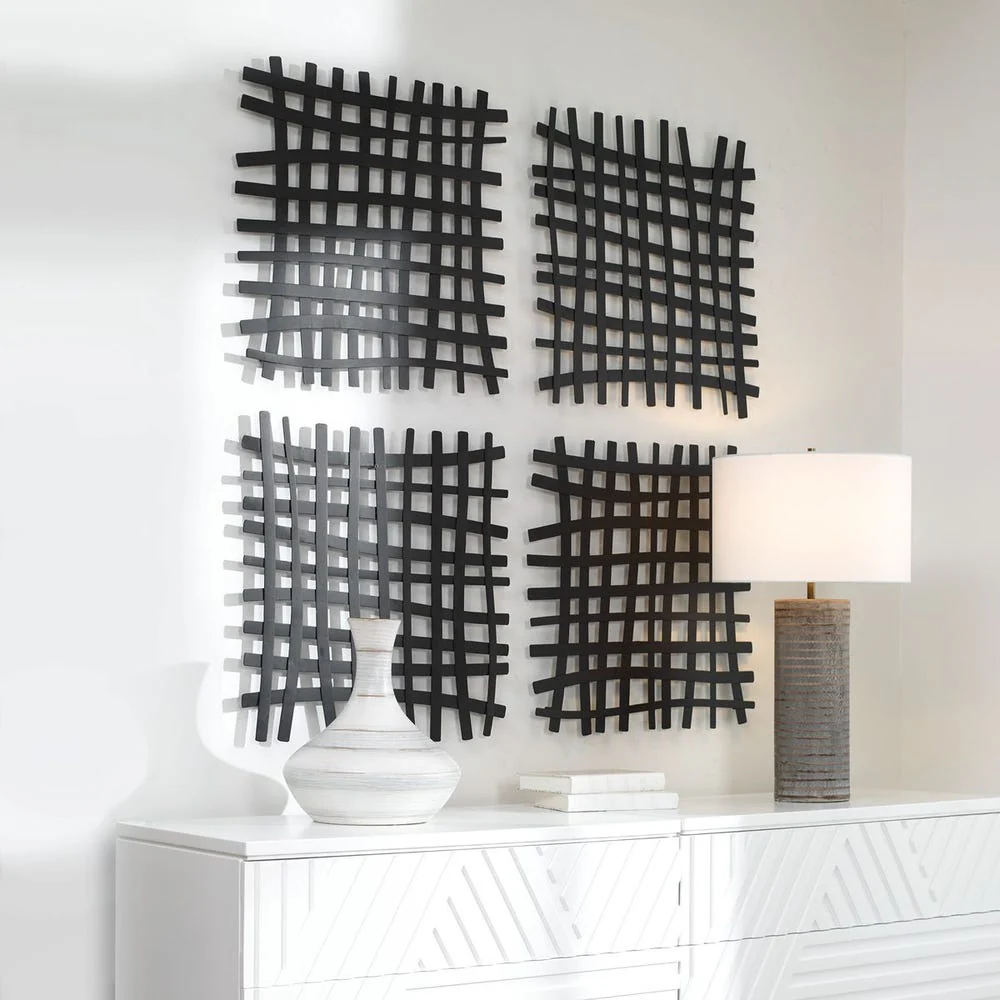 Gridlines Metal Wall Decor, Black - Image 5