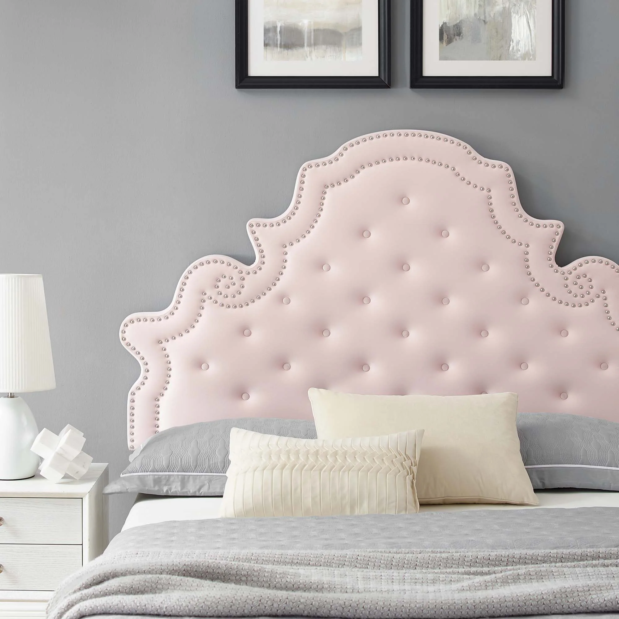 Gwyneth Tufted Performance Velvet Platform Bed With Black Wood Legs - Image 19