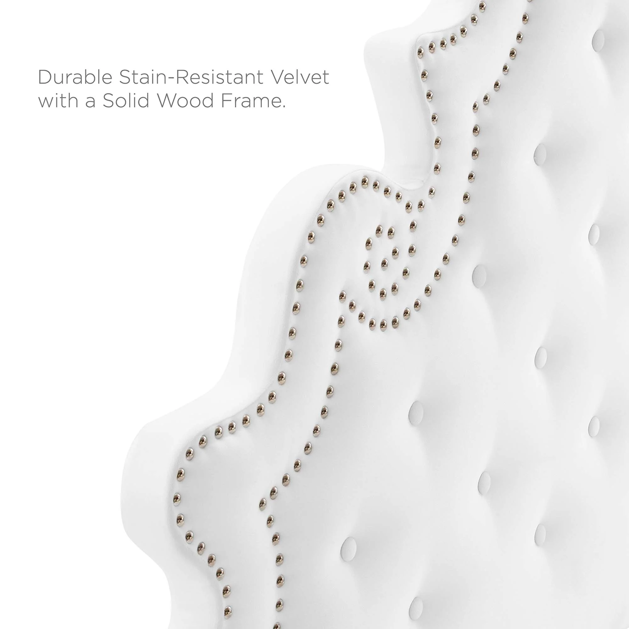 Gwyneth Tufted Performance Velvet Platform Bed With Gold Metal Legs - Image 7