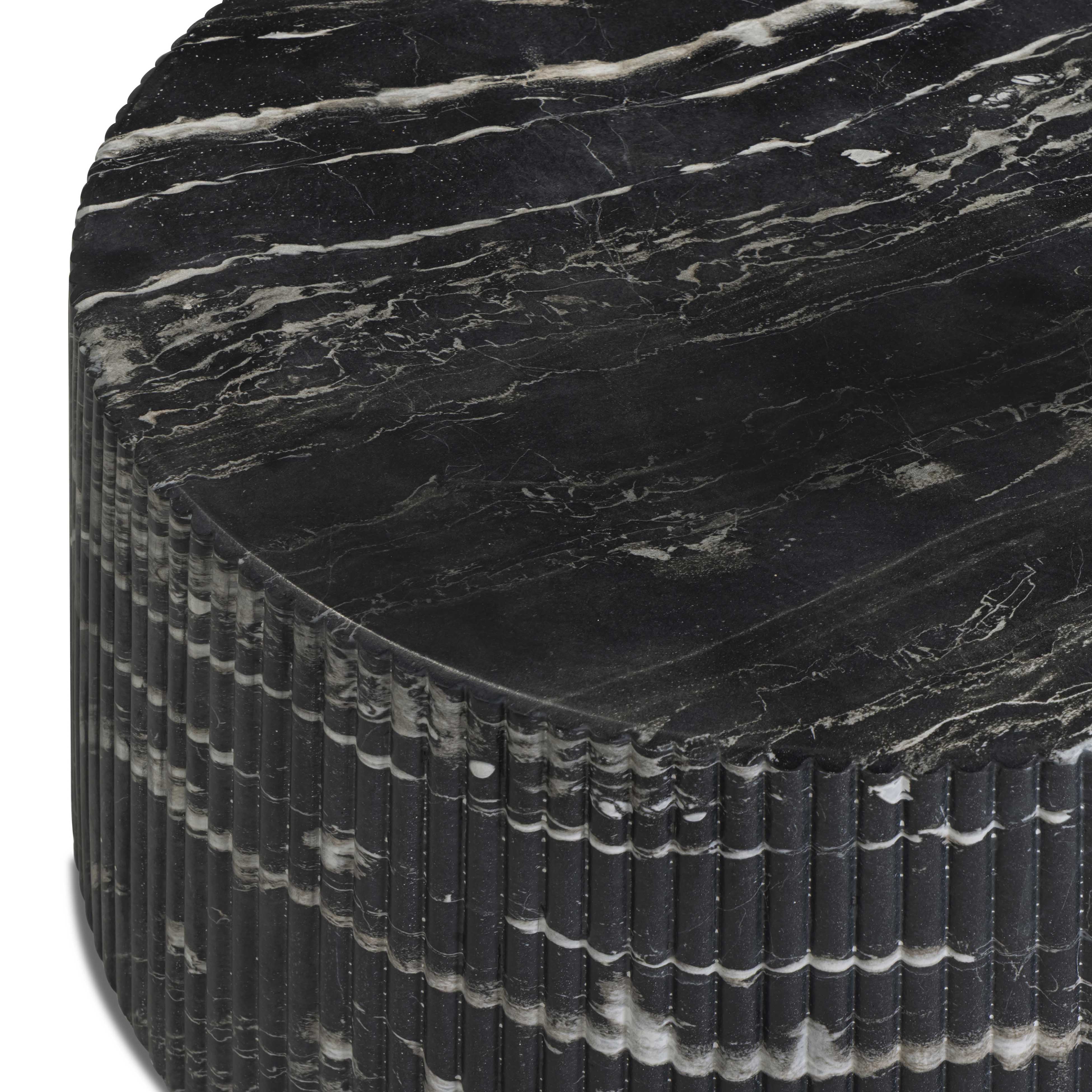 Hades 47" Black Faux Marble Indoor/Outdoor Concrete Coffee Table - Image 10