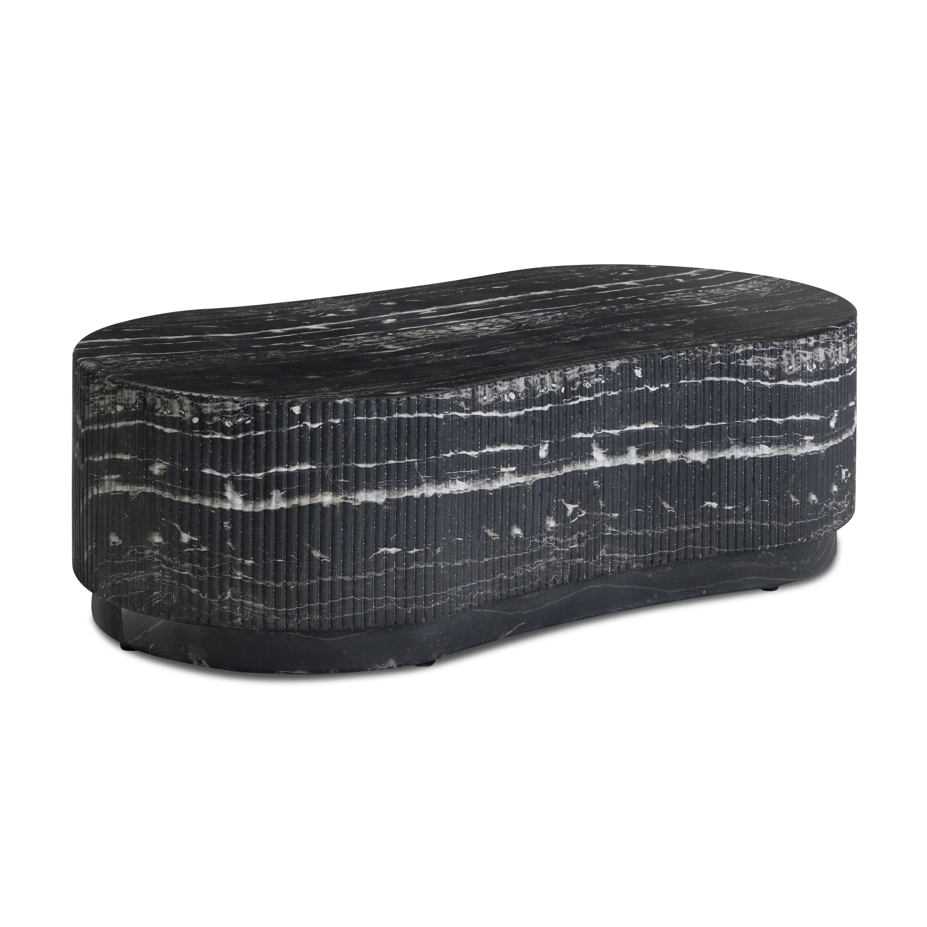 Hades 47" Black Faux Marble Indoor/Outdoor Concrete Coffee Table - Image 3