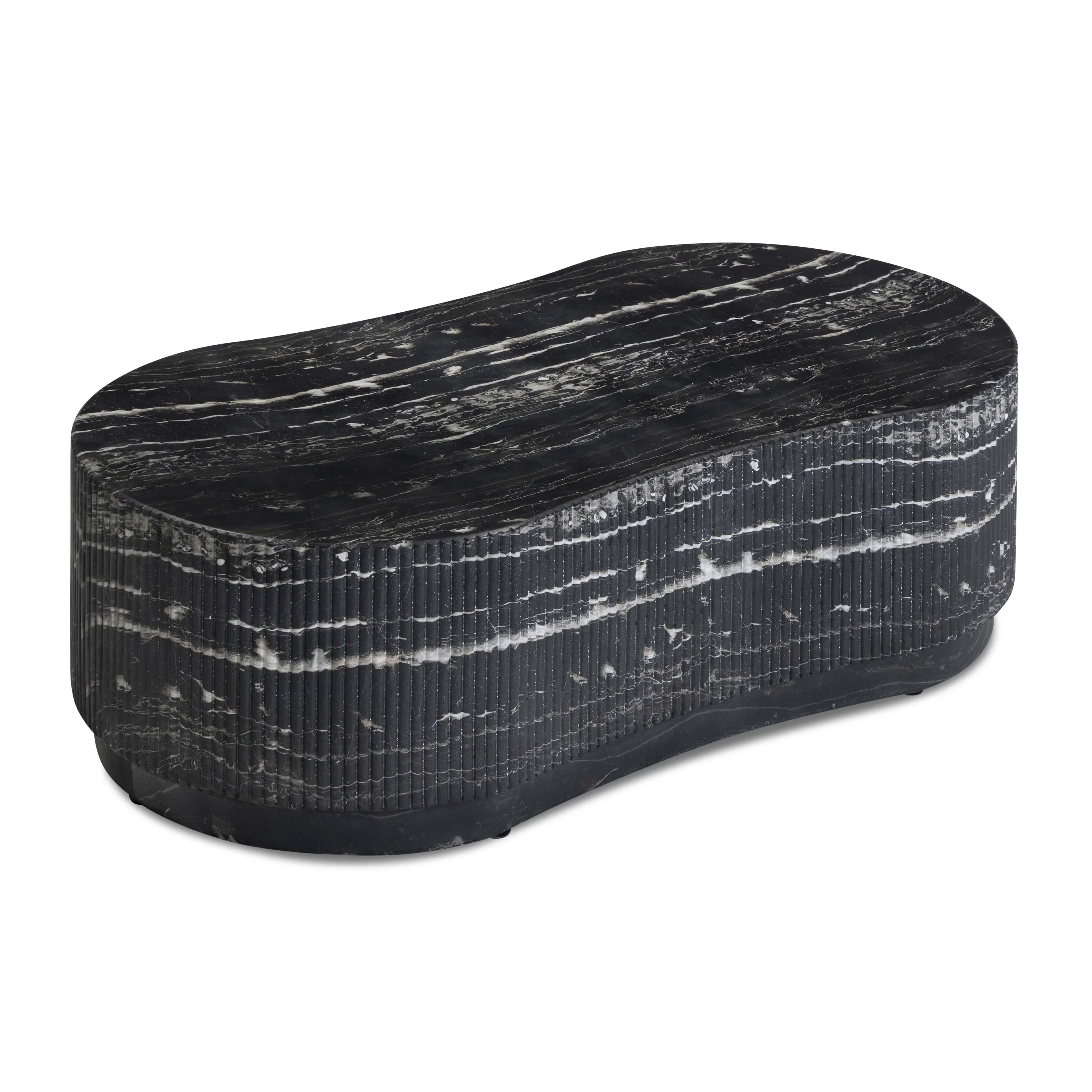 Hades 47" Black Faux Marble Indoor/Outdoor Concrete Coffee Table - Image 5