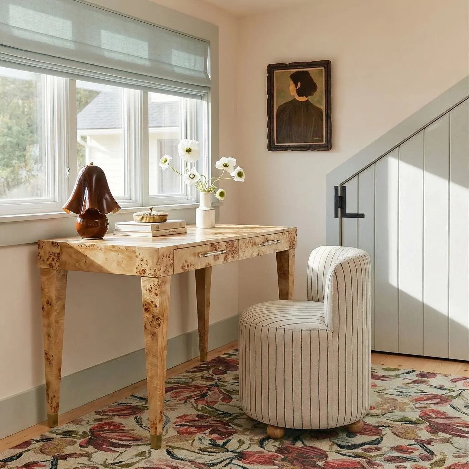 Hakuna Black and White Striped Linen Desk Chair - Image 2