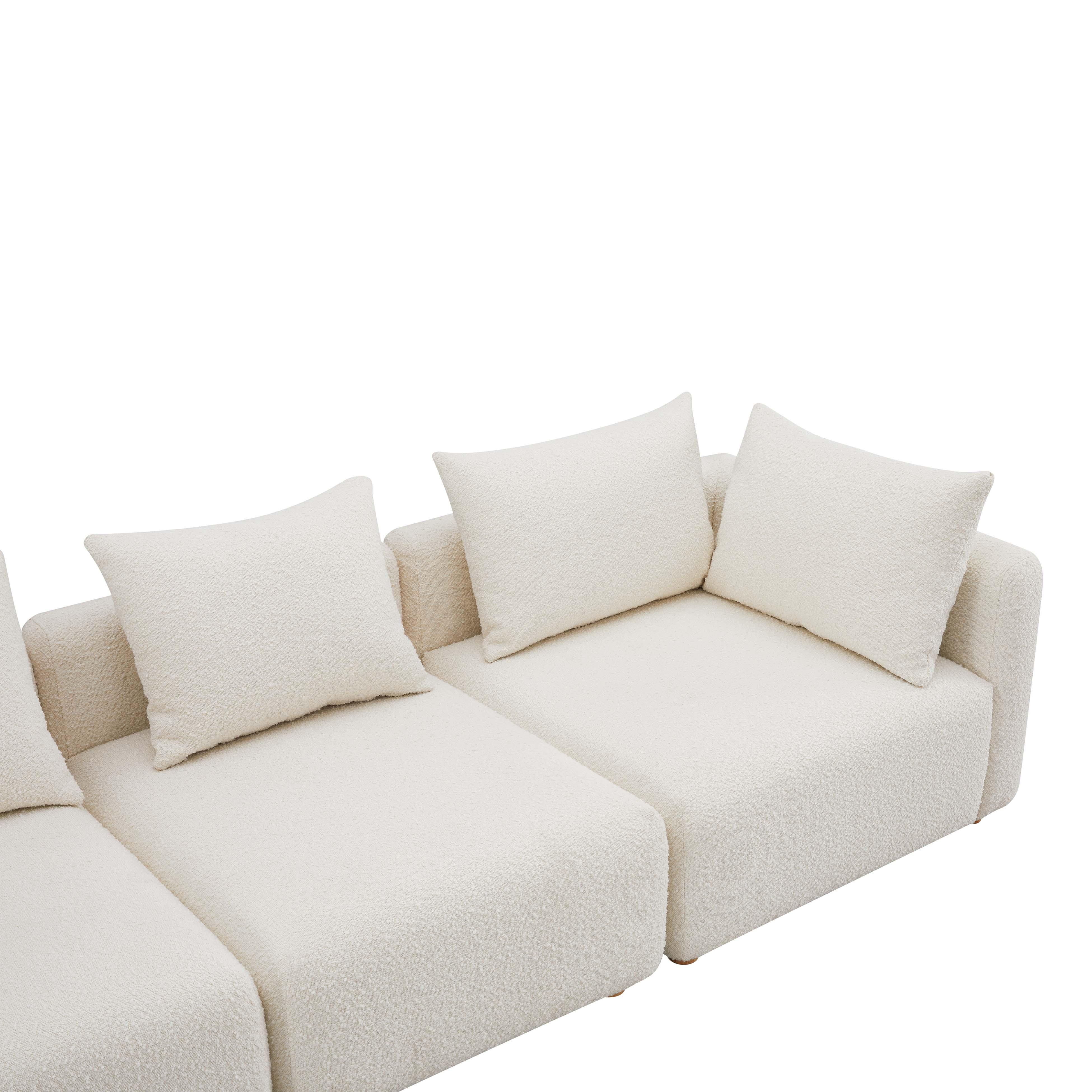 Hangover 112.5" Cream Performance Boucle Sofa - Image 4
