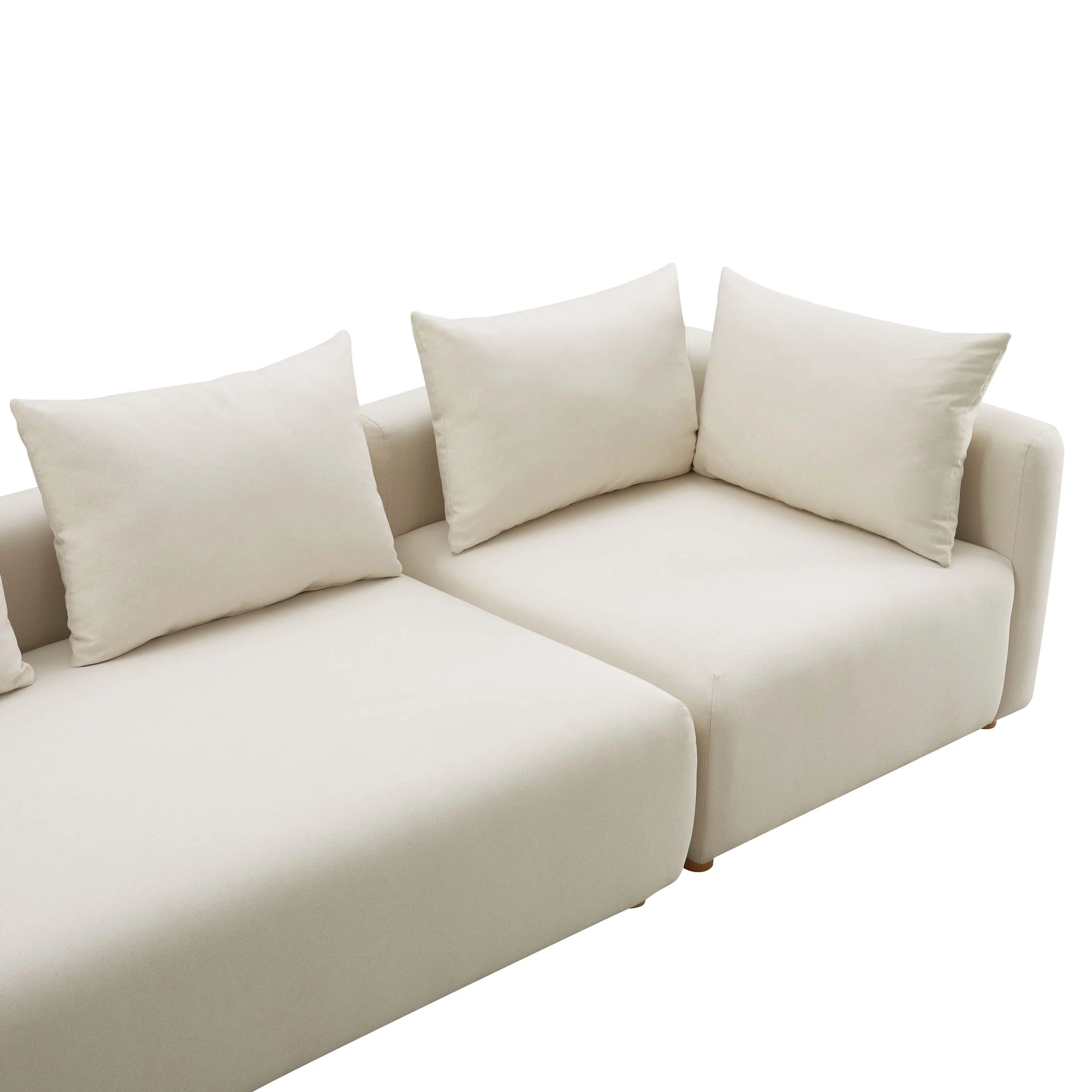 Hangover 145" Cream Performance Linen Long Sofa - Image 3