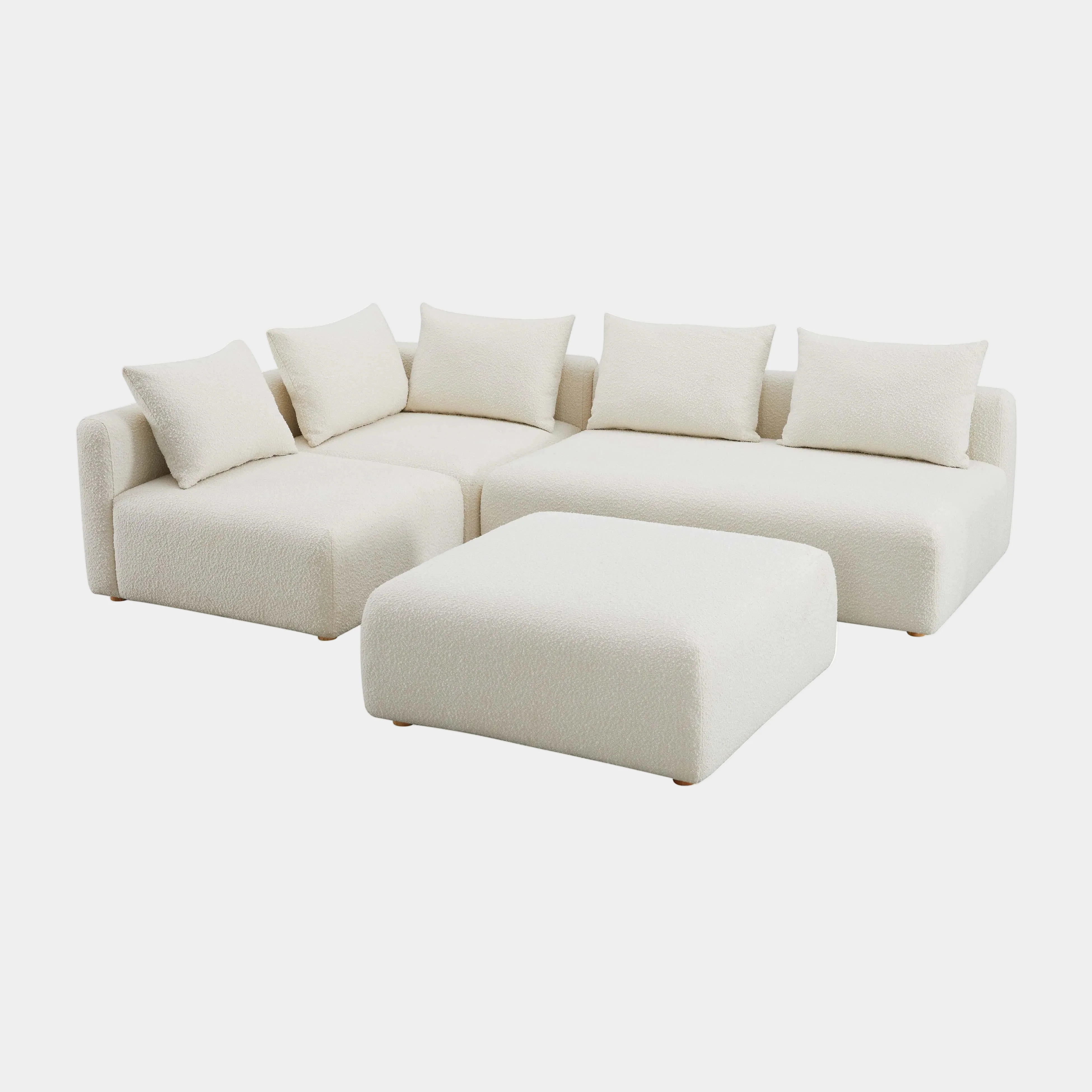 Hangover 4-Piece Cream Performance Boucle Modular Chaise Sectional