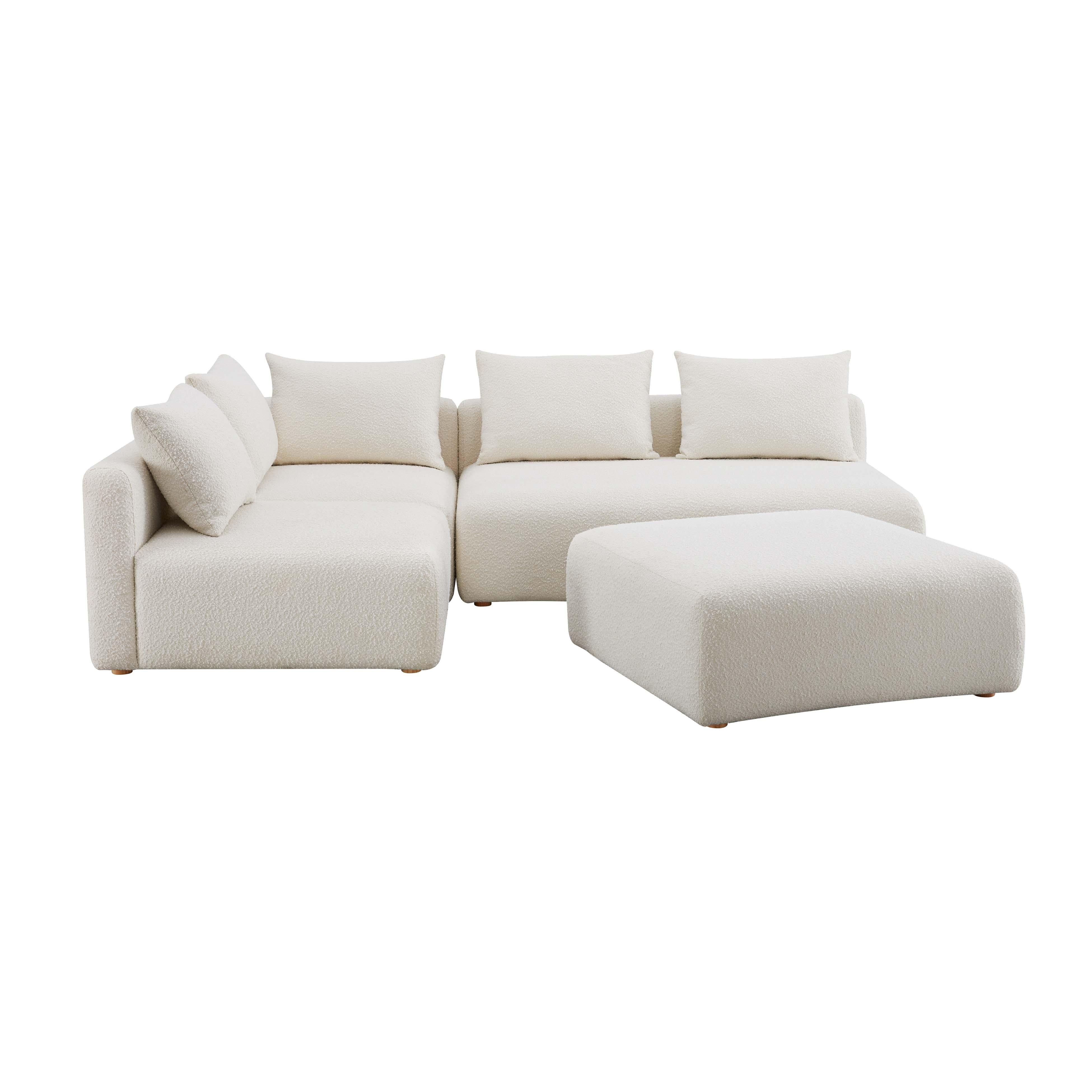 Hangover 4-Piece Cream Performance Boucle Modular Chaise Sectional - Image 4