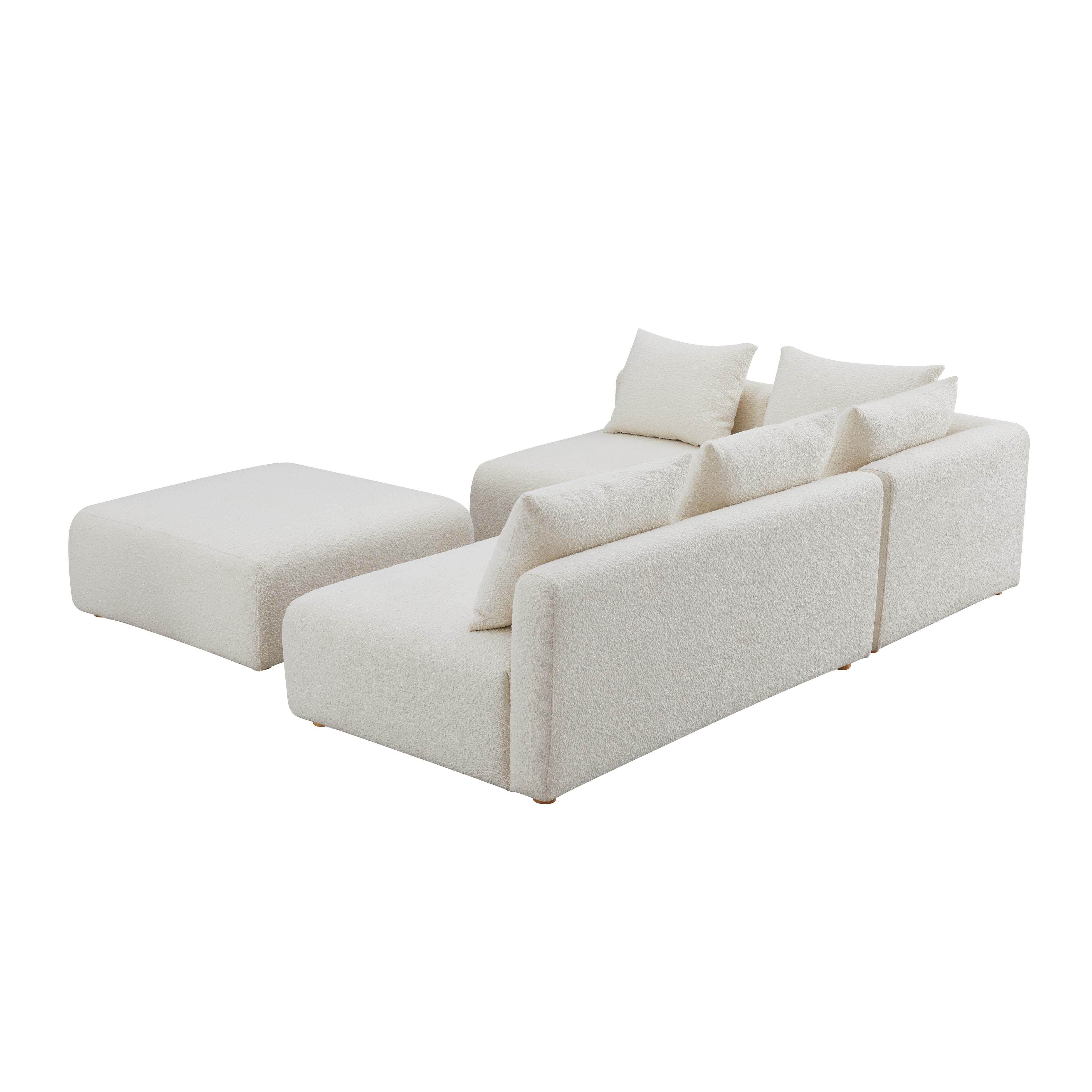 Hangover 4-Piece Cream Performance Boucle Modular Chaise Sectional - Image 5