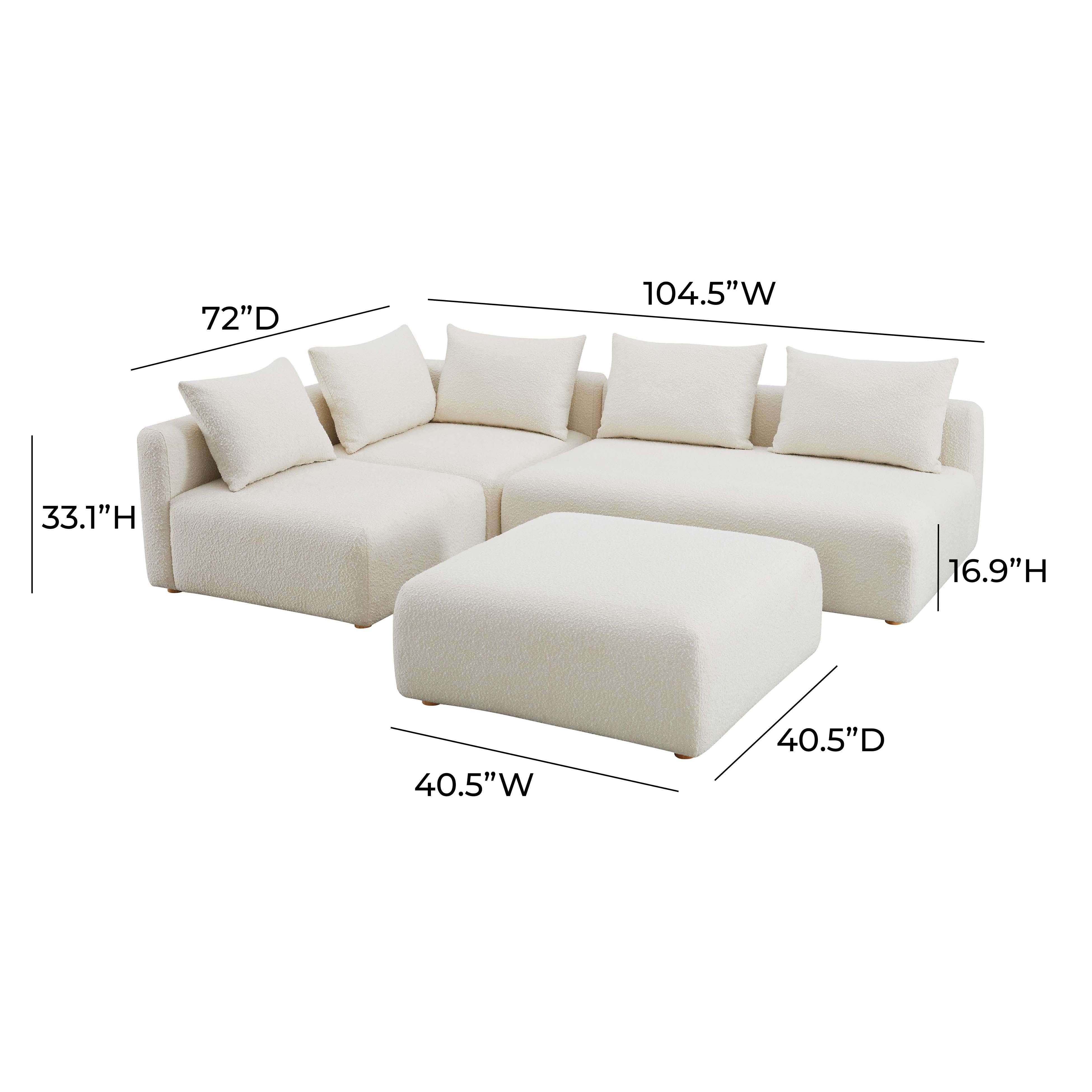 Hangover 4-Piece Cream Performance Boucle Modular Chaise Sectional - Image 6