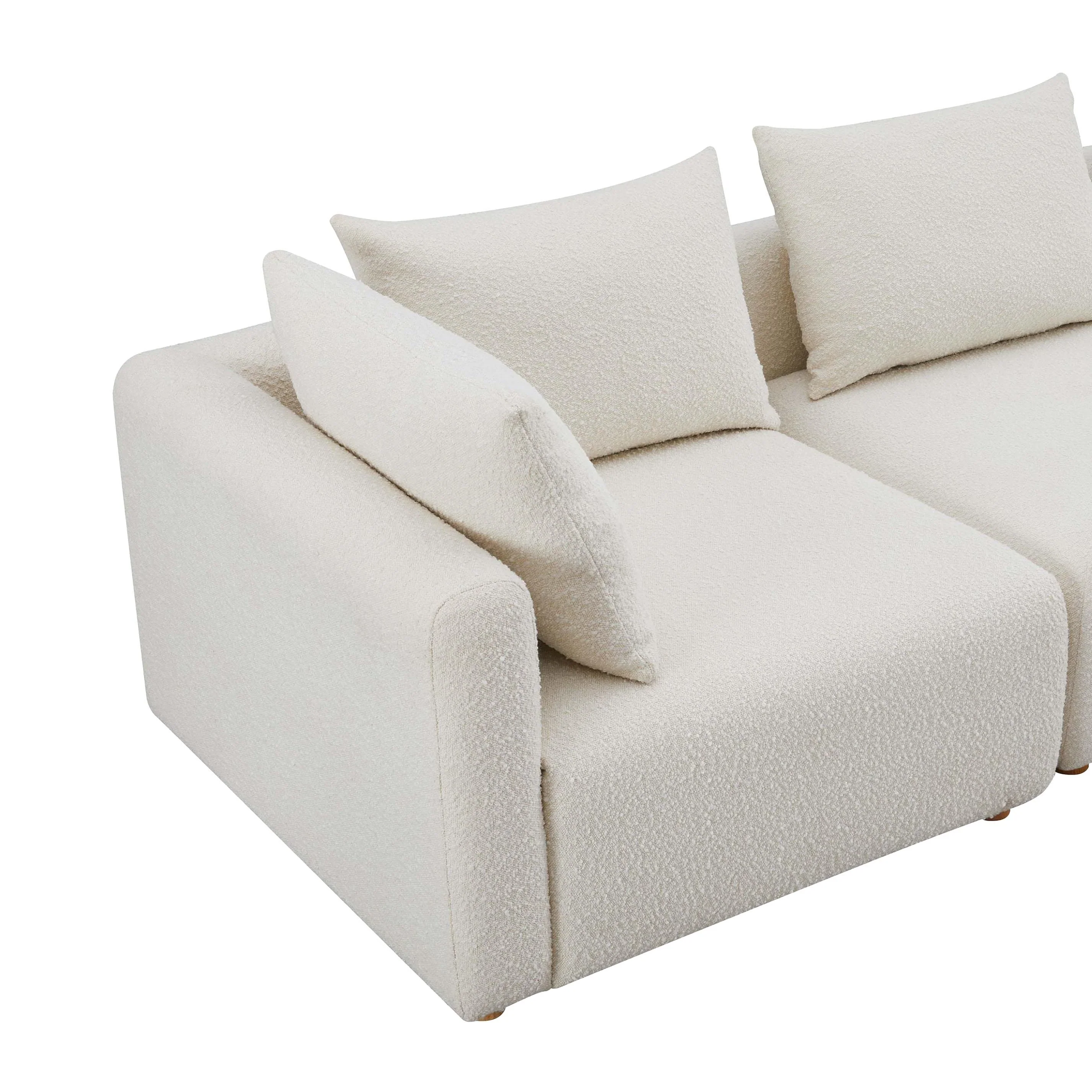 Hangover 5-Piece Cream Performance Boucle Modular L-Sectional - Image 4