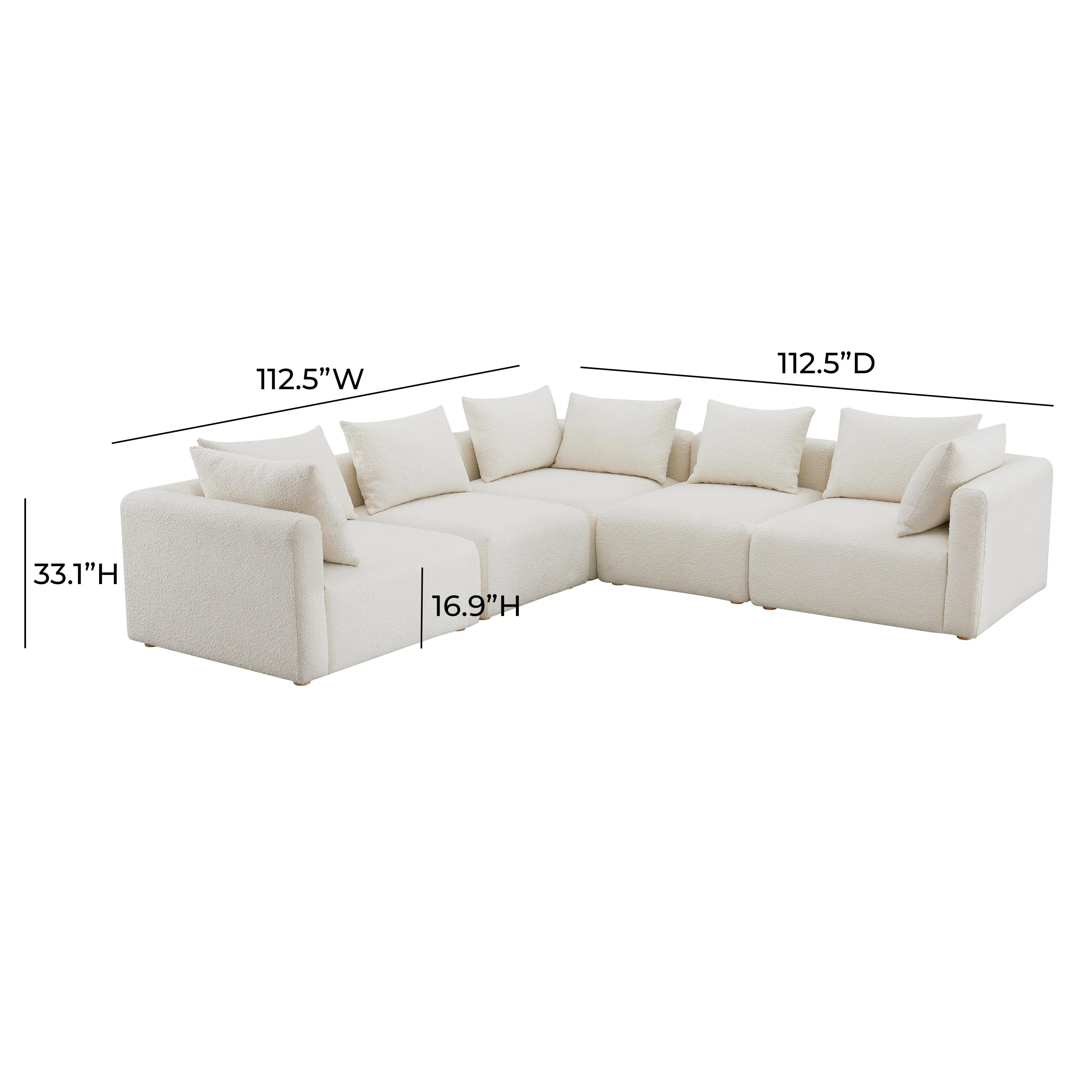 Hangover 5-Piece Cream Performance Boucle Modular L-Sectional - Image 5