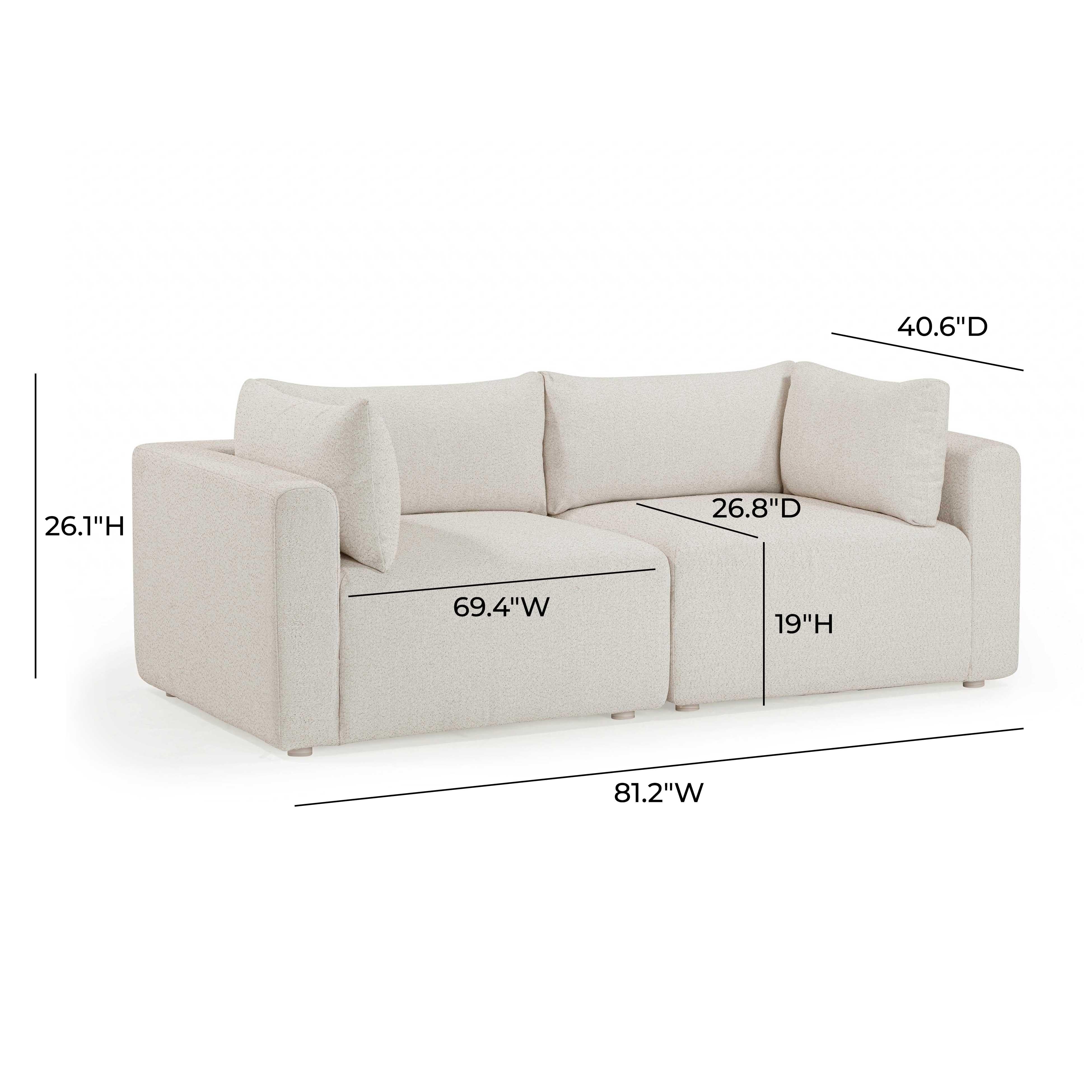 Hangover 81" Cream Performance Fabric Outdoor Modular Loveseat - Image 6