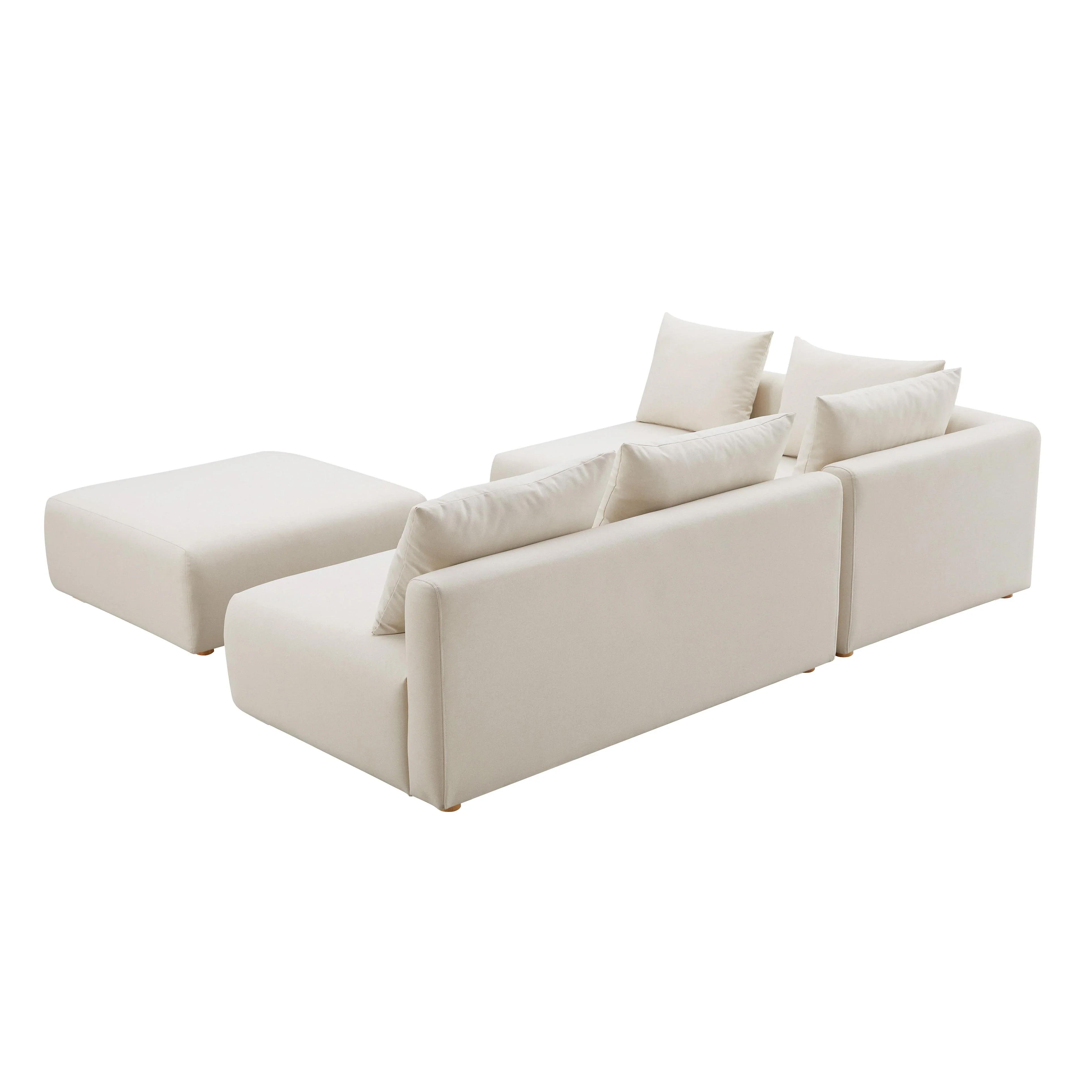 Hangover 4-Piece Cream Performance Linen Modular Chaise Sectional - Image 4