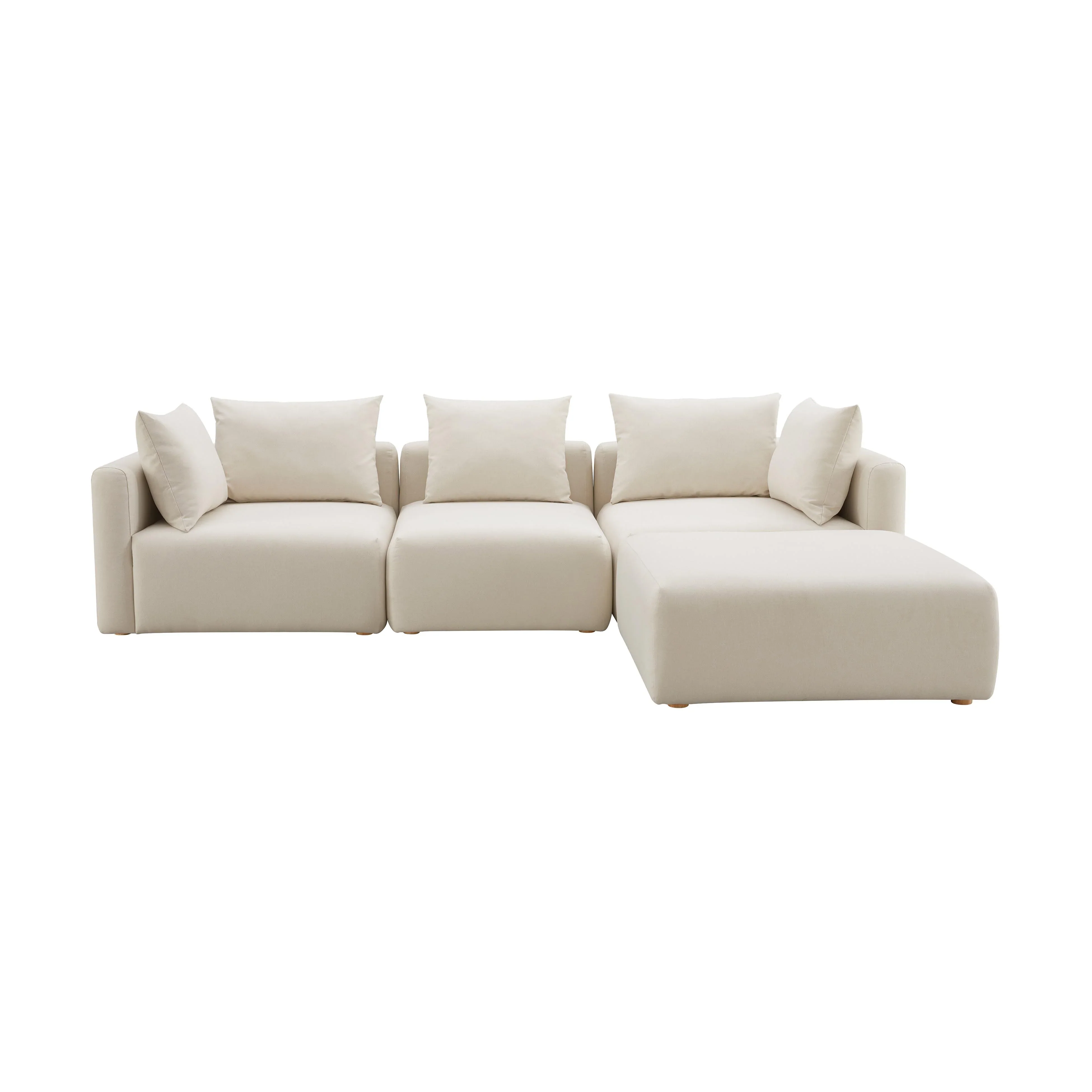 Hangover 4-Piece Cream Performance Linen Modular Sectional - Image 3