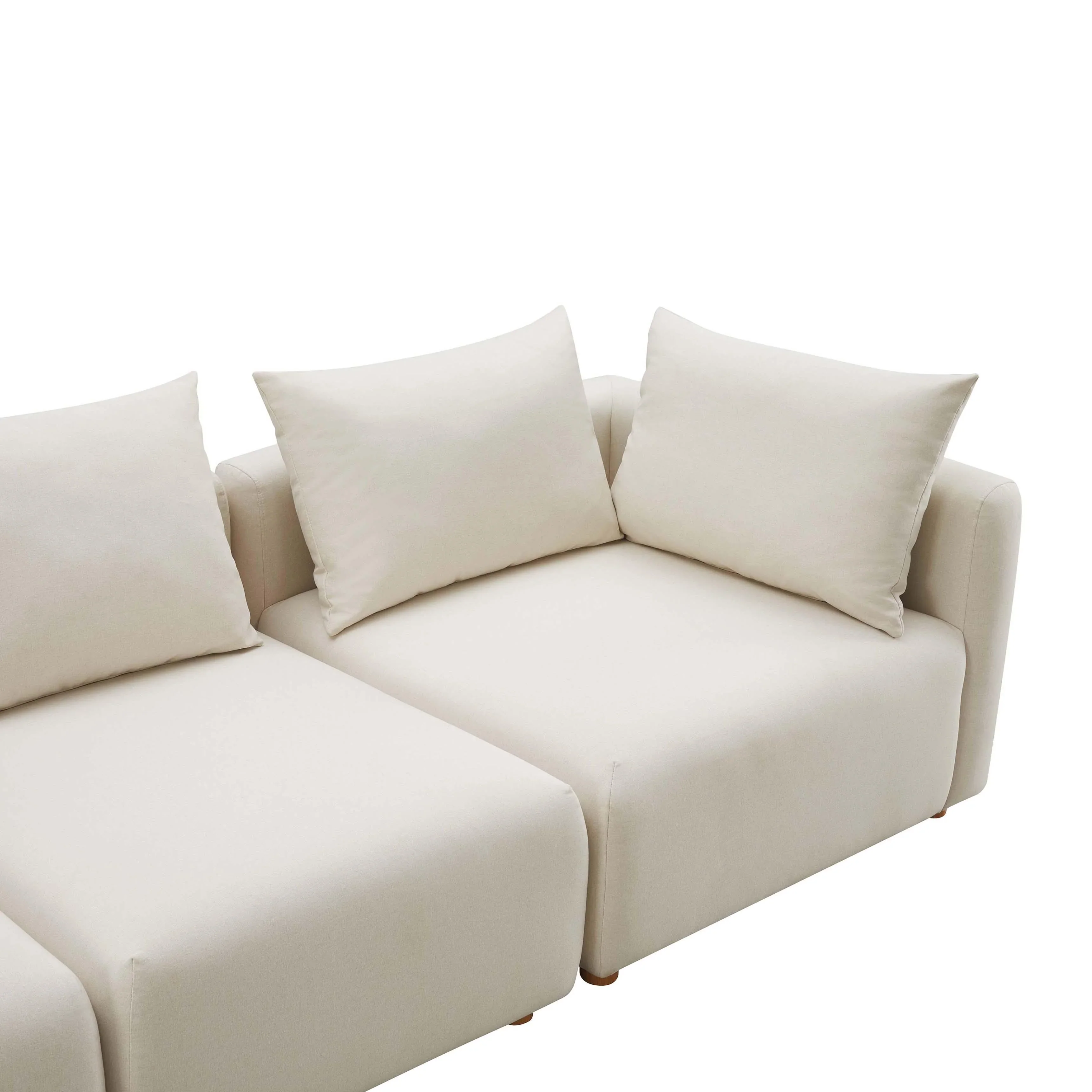 Hangover 4-Piece Cream Performance Linen Modular Sectional - Image 4