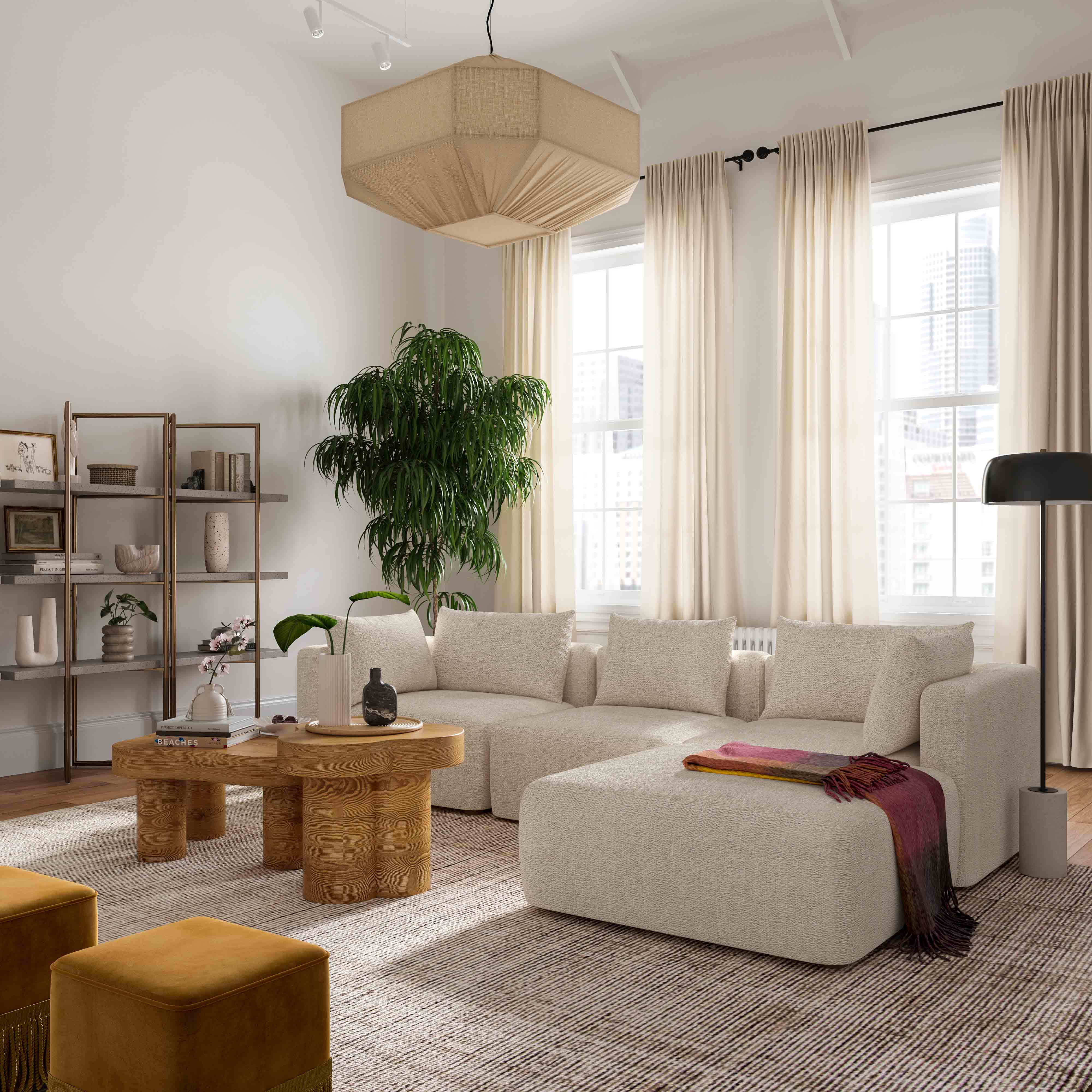 Hangover 4-Piece Contract-Grade Textured Fabric Modular Sectional - Image 2