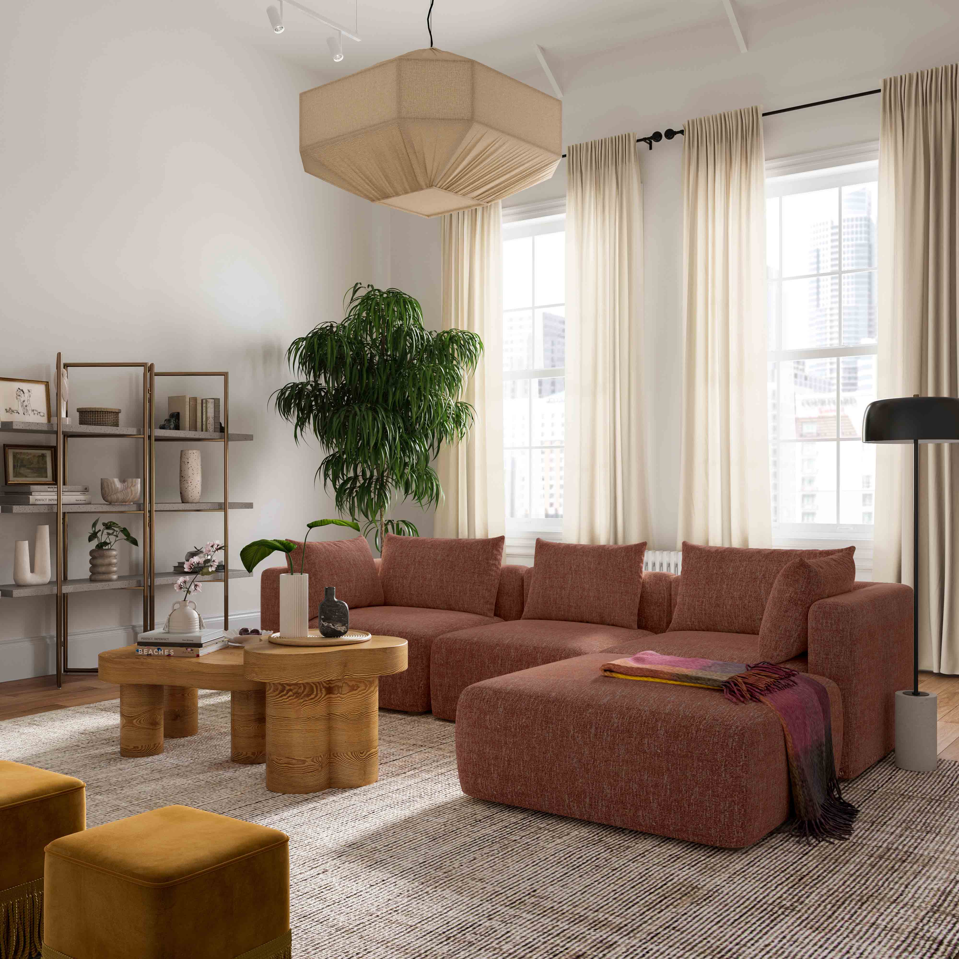 Hangover 4-Piece Contract-Grade Textured Fabric Modular Sectional - Image 6