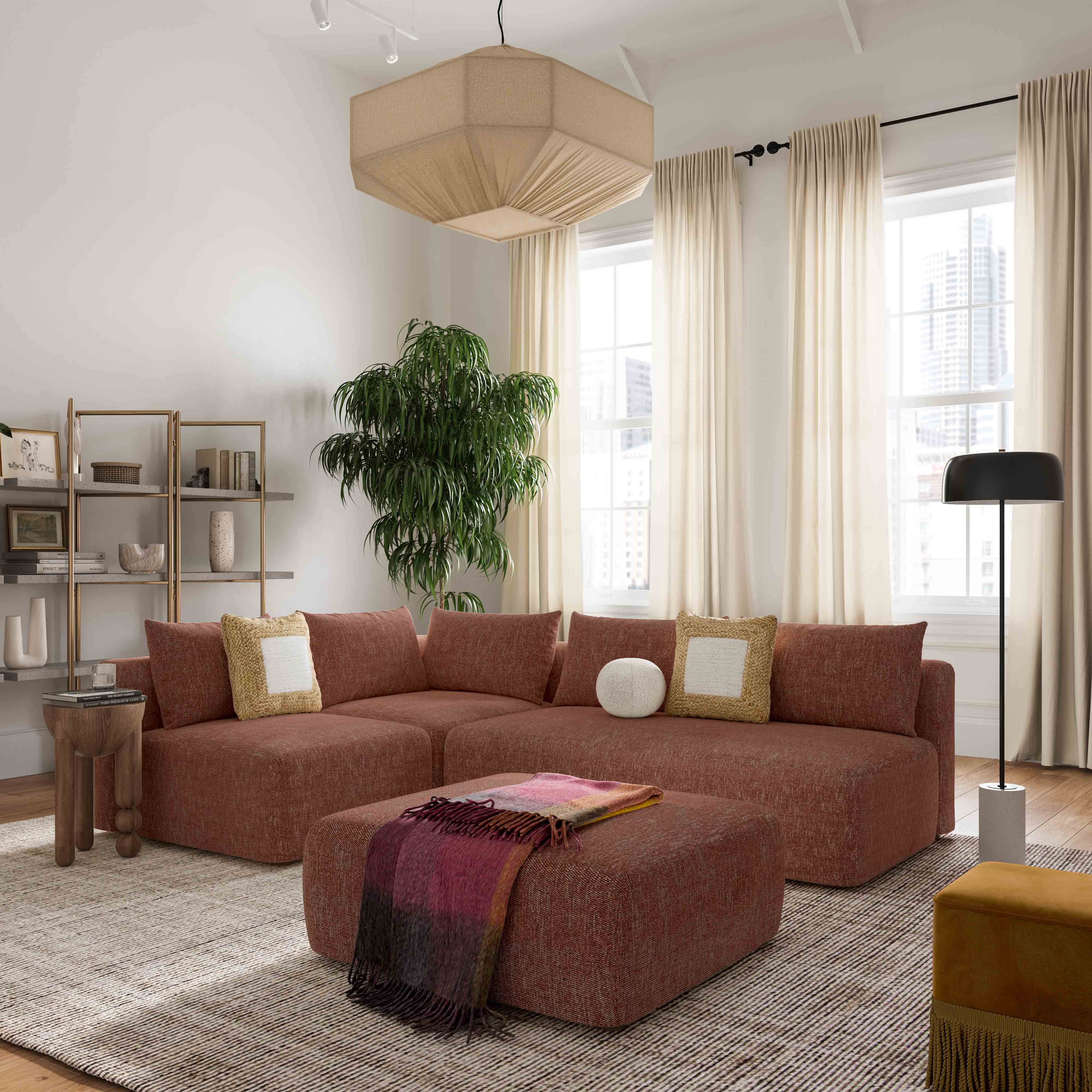 Hangover Contract-Grade Textured Fabric Modular Armless Chair - Image 7
