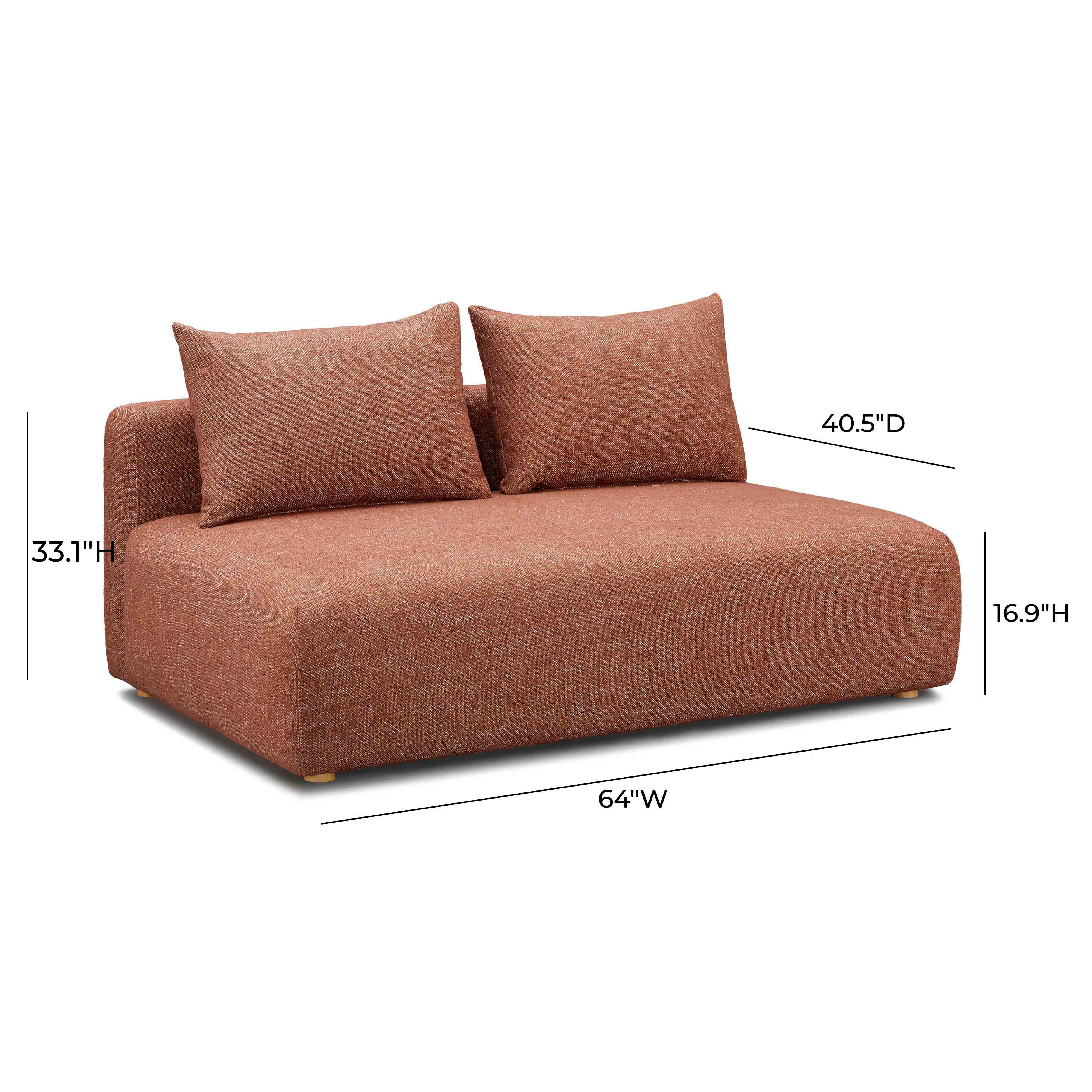Hangover 64" Contract-Grade Textured Fabric Modular Loveseat - Image 10