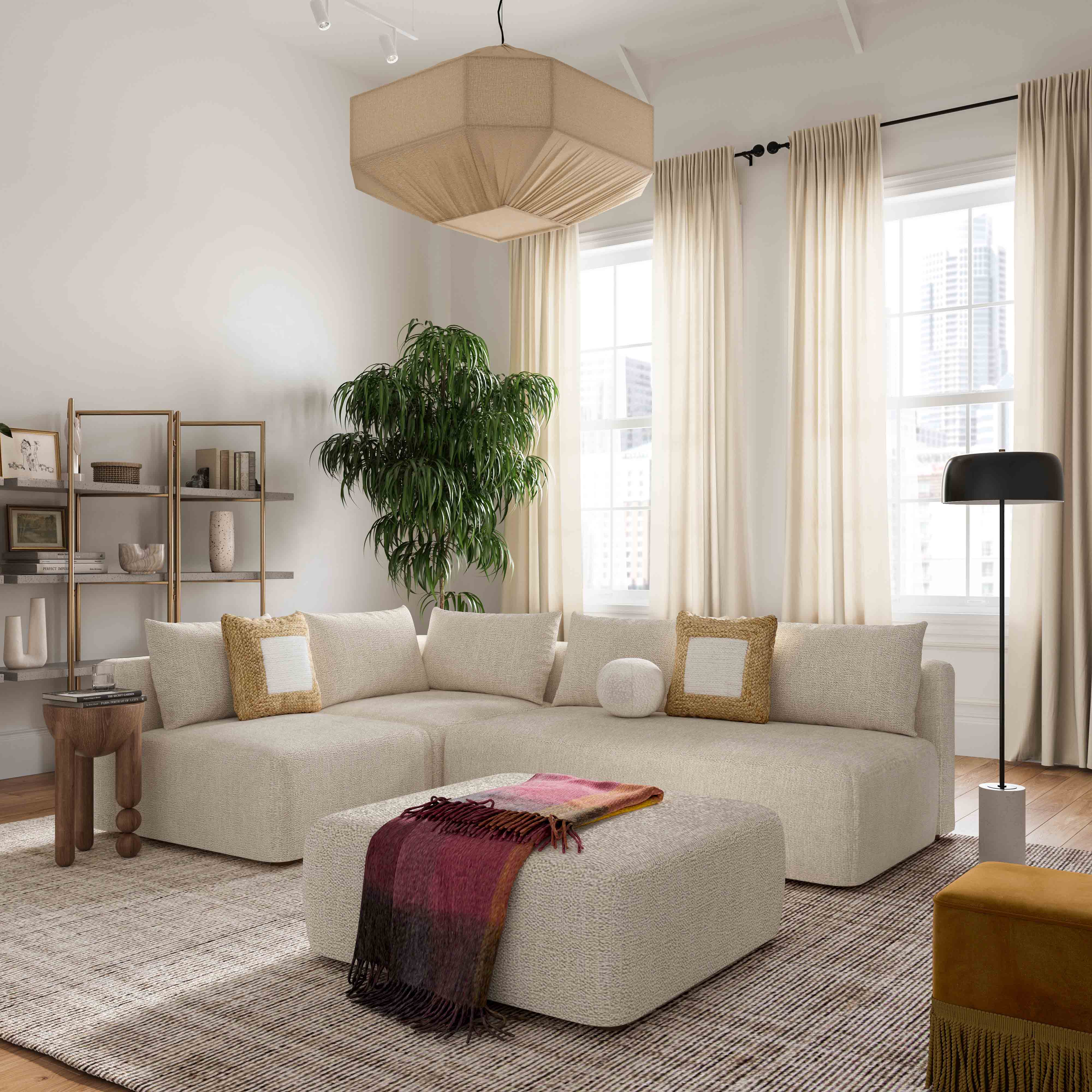 Hangover 64" Contract-Grade Textured Fabric Modular Loveseat - Image 2