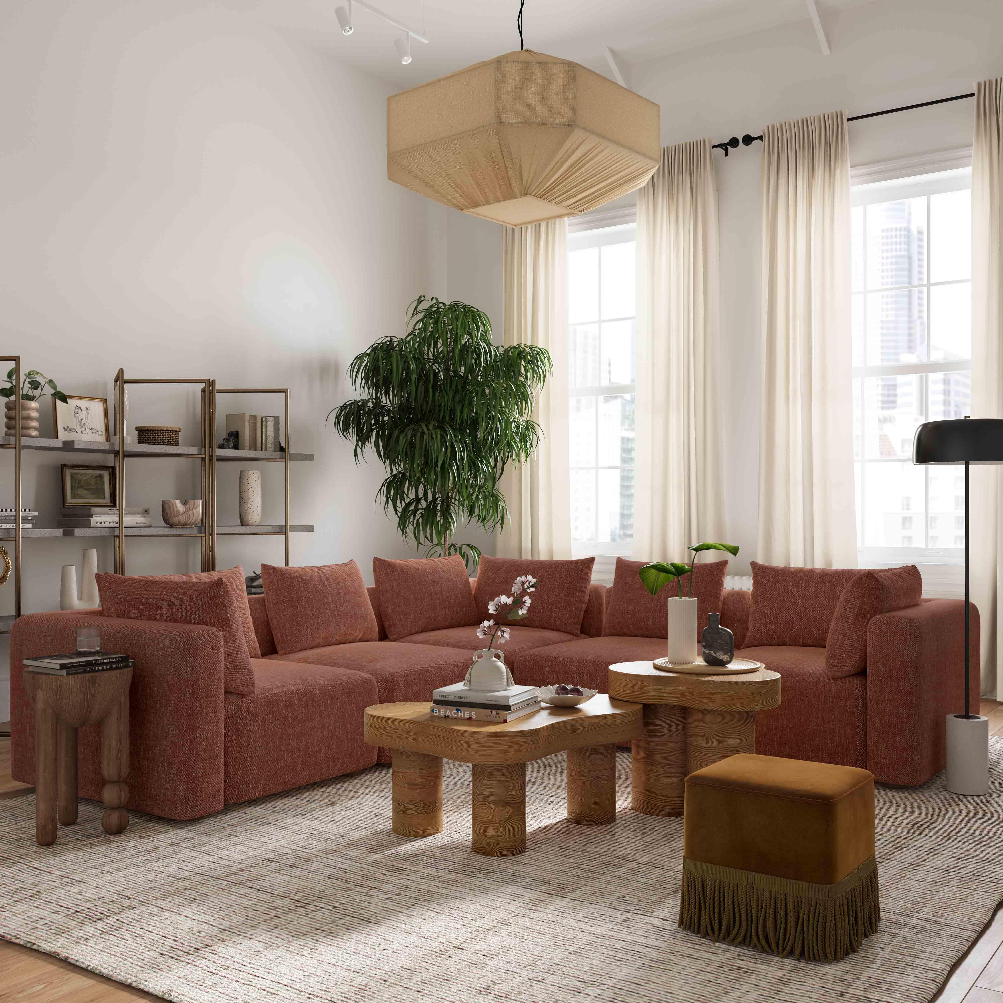 Hangover 5-Piece Contract-Grade Textured Fabric Modular L-Sectional - Image 6