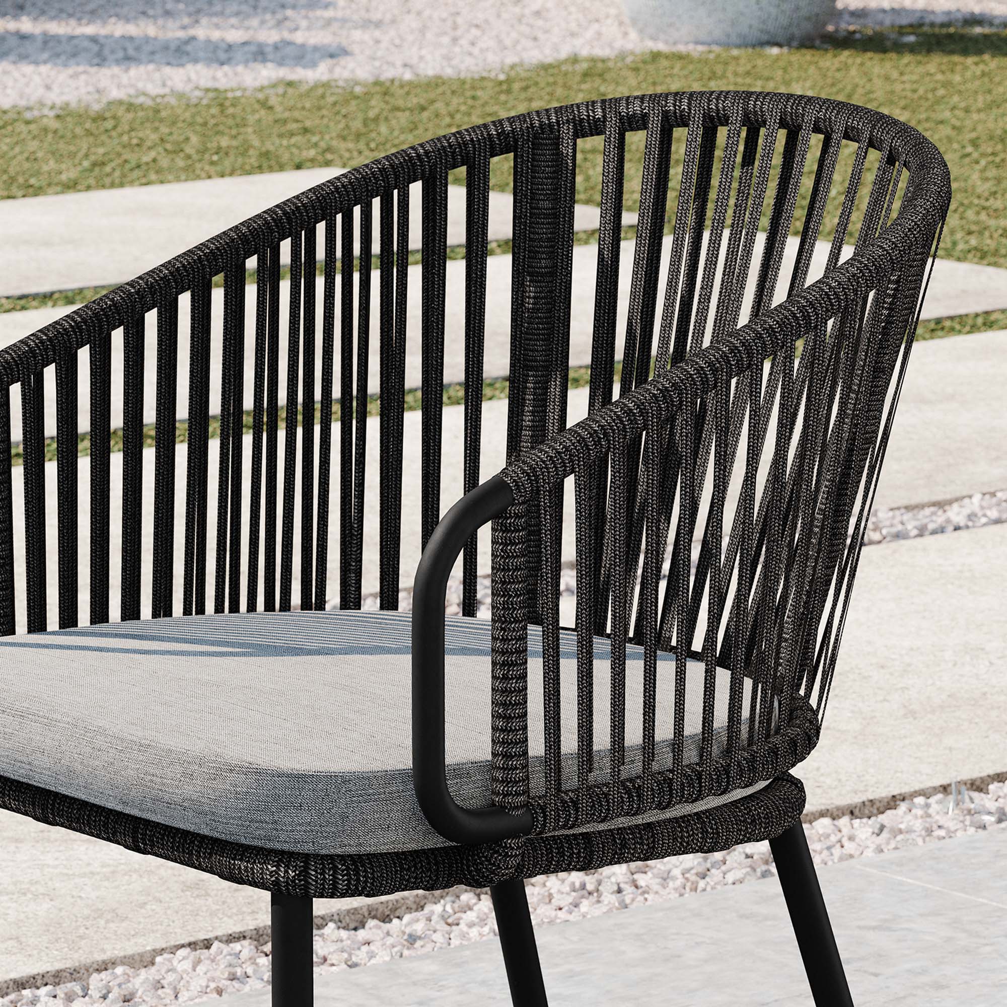 Harbor Outdoor Patio Armchair in Charcoal Gray - Image 3