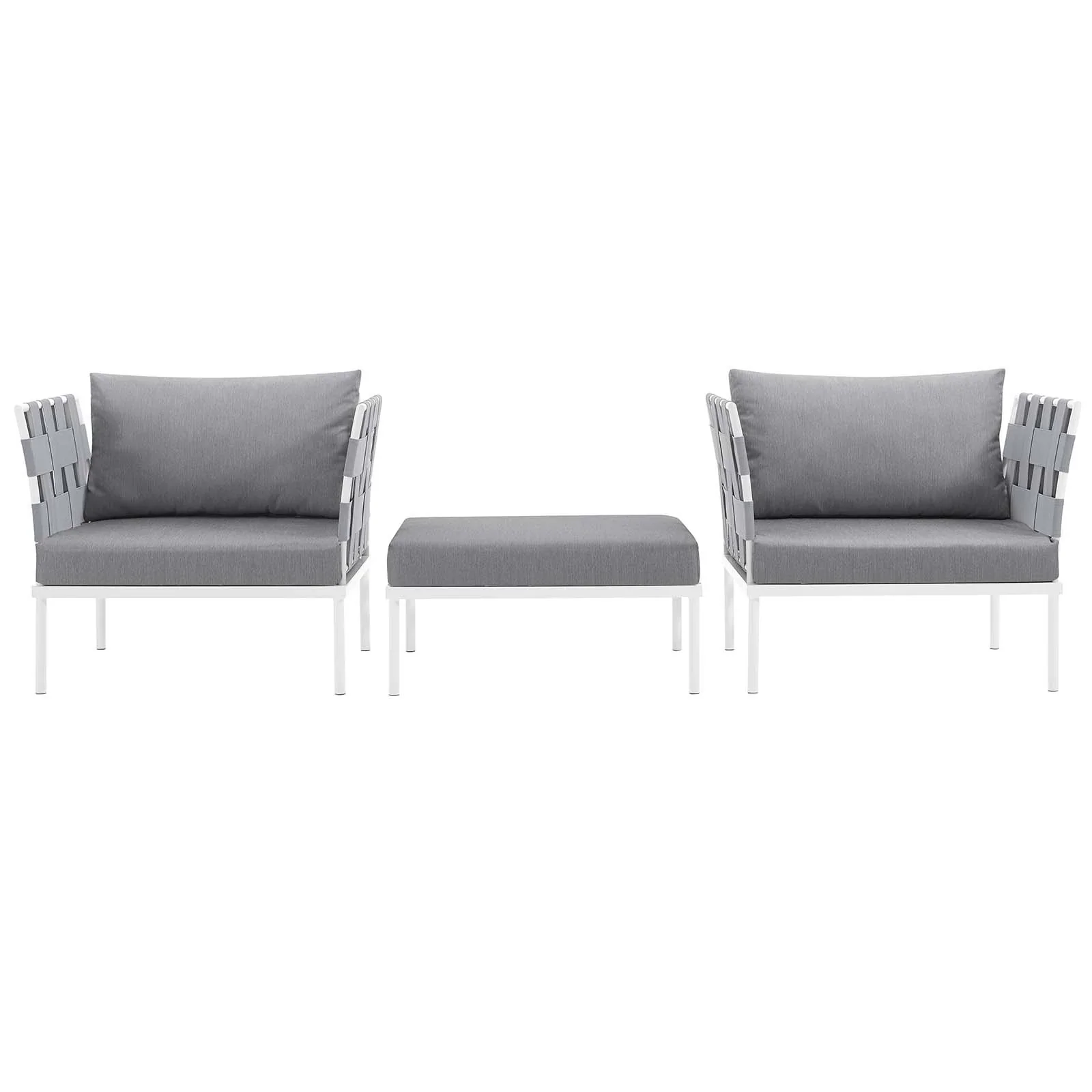 Harmony 3 Piece Outdoor Patio Aluminum Sectional Sofa Set - Image 10